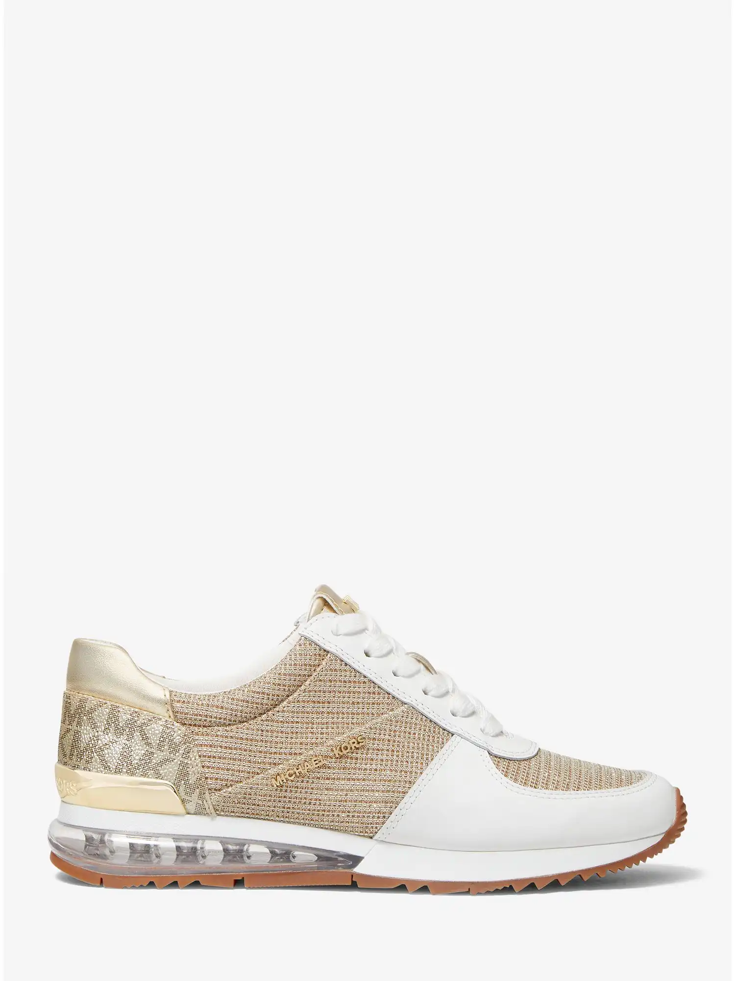 Allie Extreme Glitter Chain Mesh and Leather Trainer Pl Gld Multi
