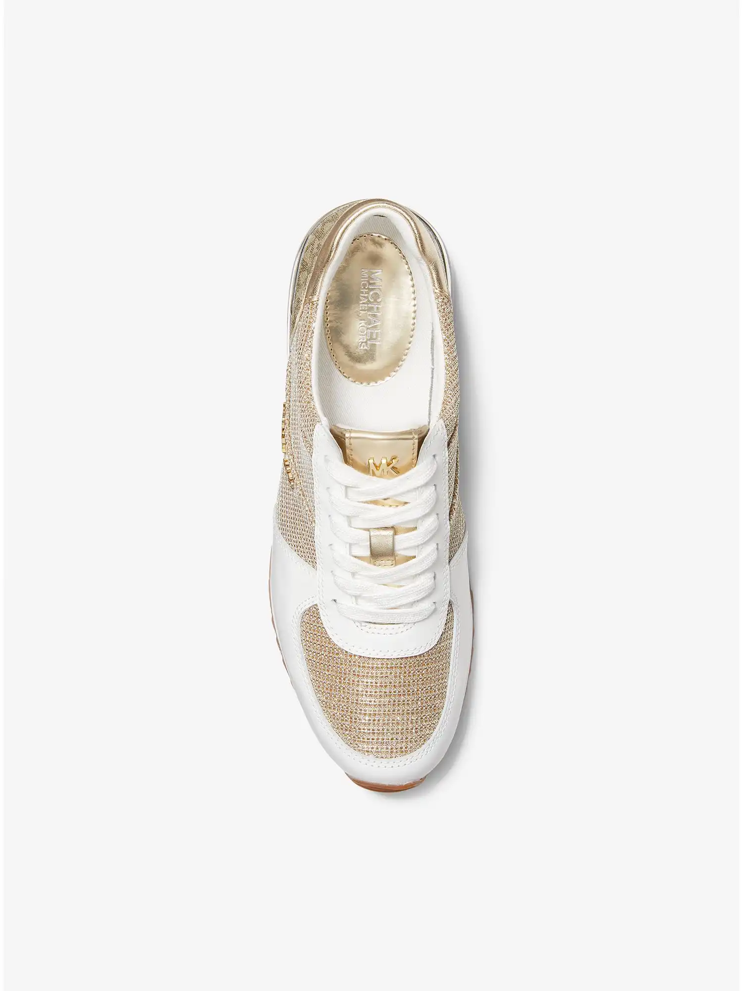 Allie Extreme Glitter Chain Mesh and Leather Trainer Pl Gld Multi