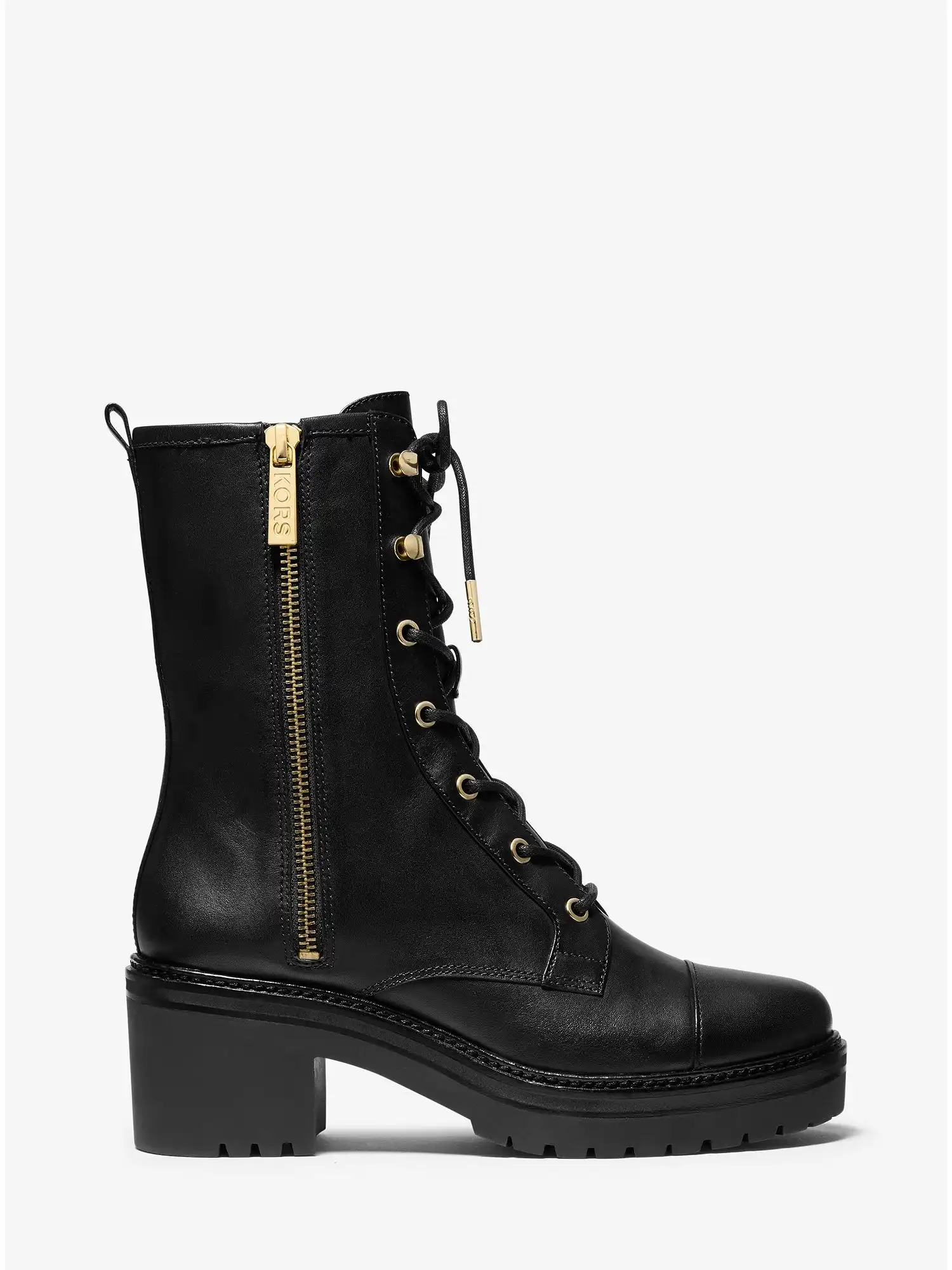 Anaka Leather Combat Boot Black