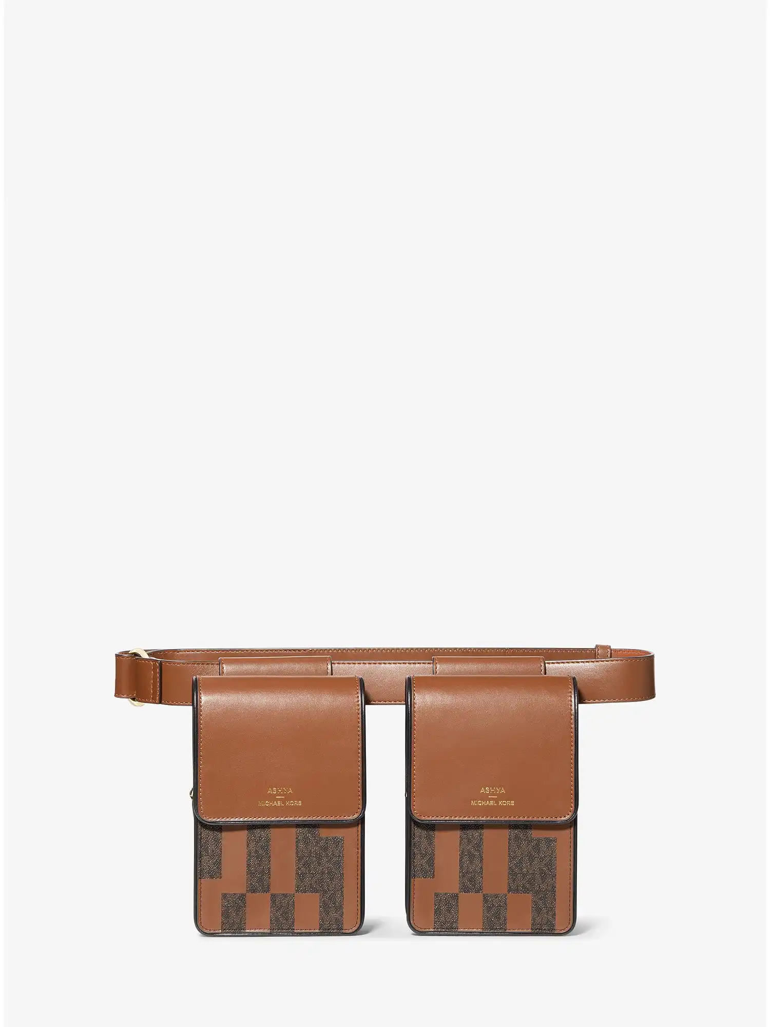 ASHYA X MICHAEL KORS Saga Signature And Leather Multi Bag Brown Multi