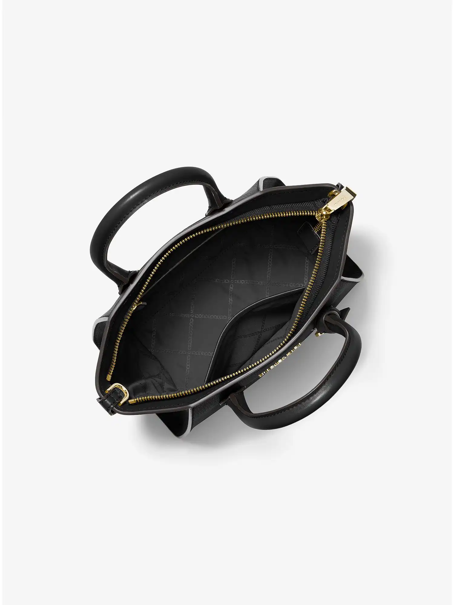 Avril Small Leather Top-Zip Satchel Black