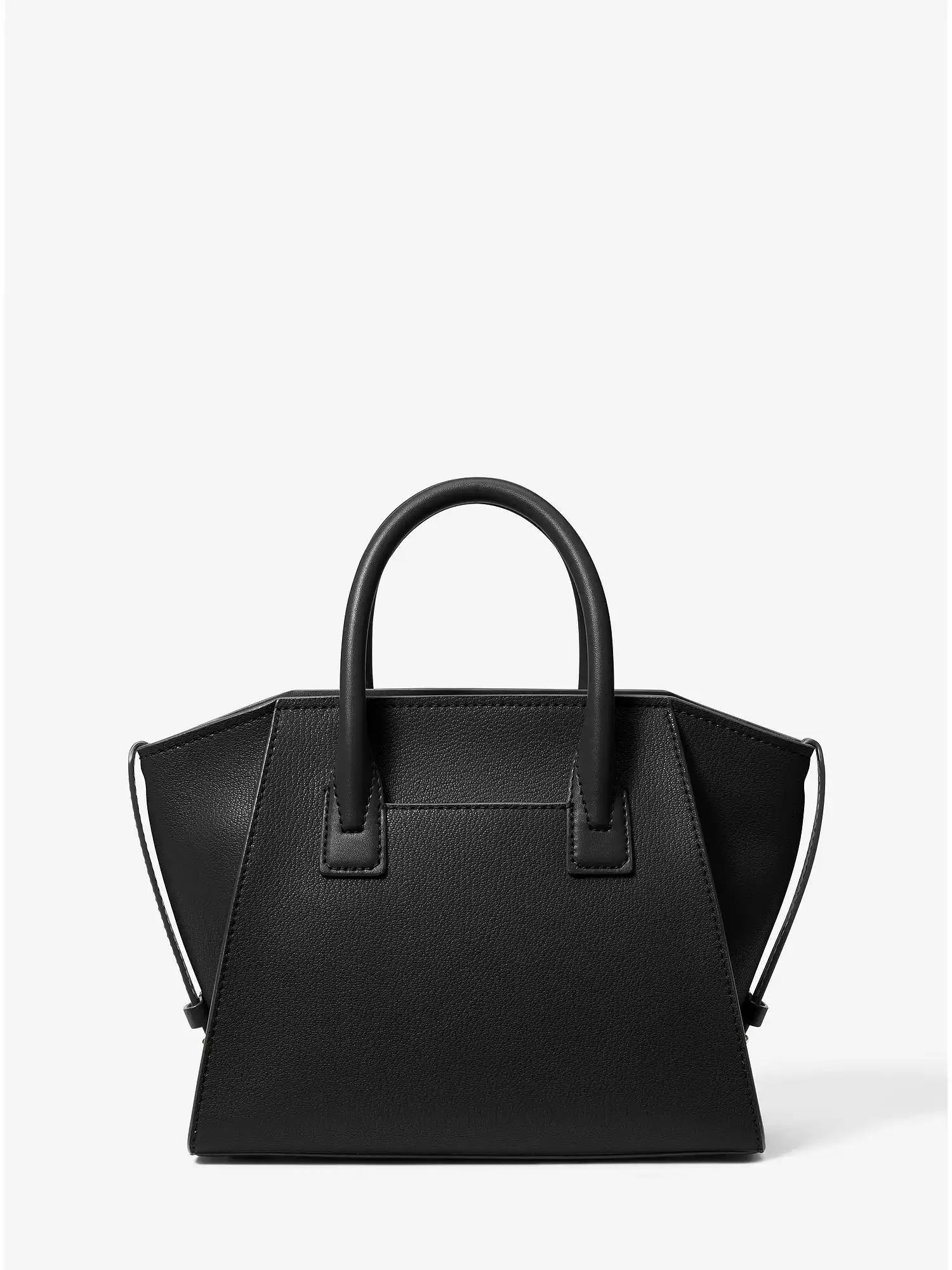 Avril Small Leather Top-Zip Satchel Black