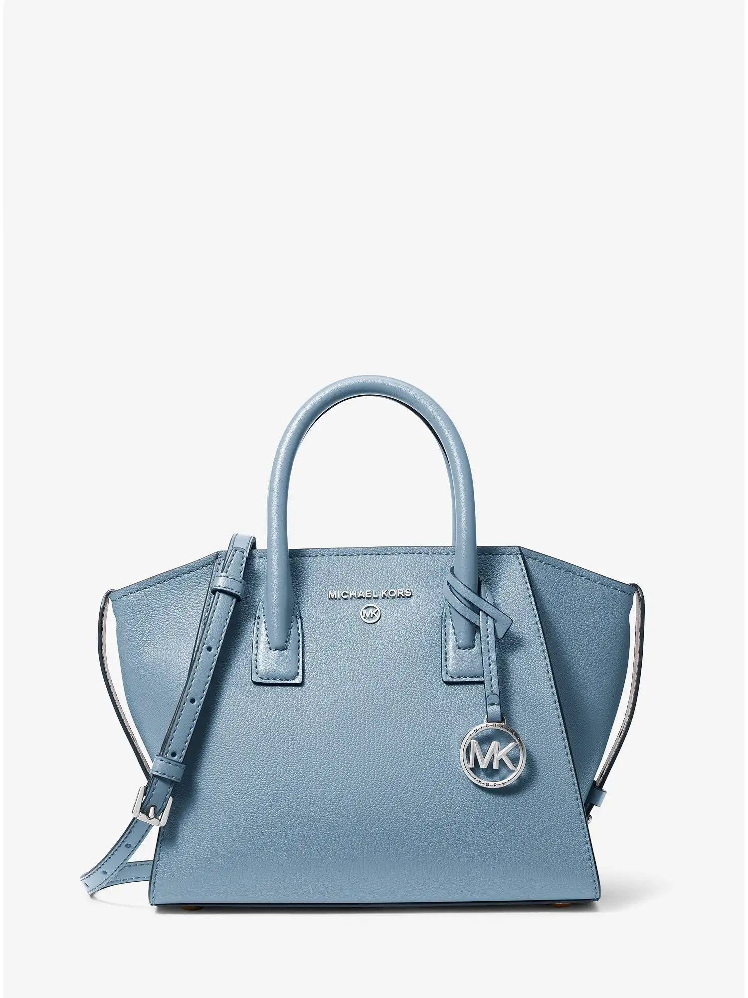 Avril Small Leather Top-Zip Satchel Chambray
