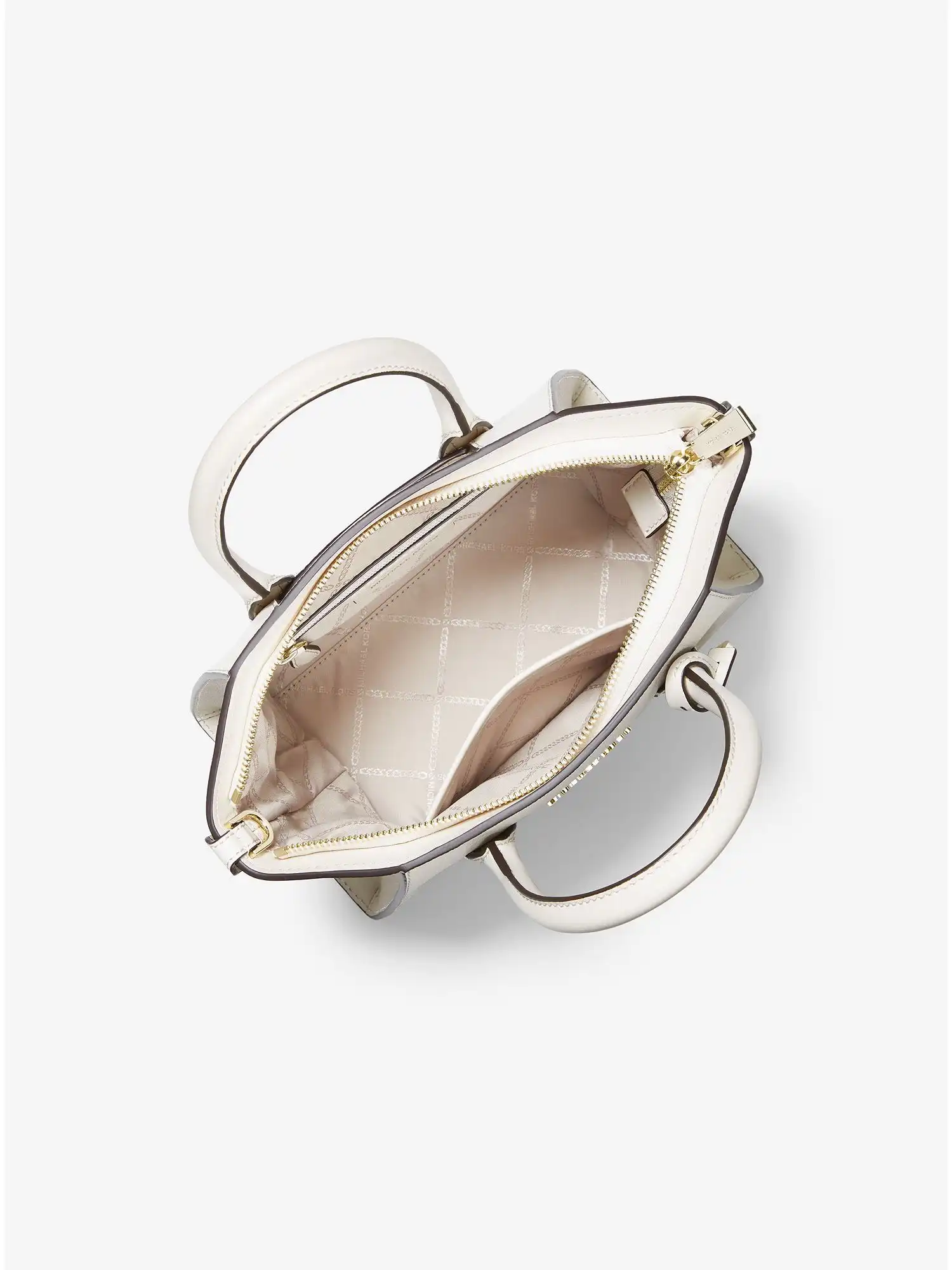 Avril Small Leather Top-Zip Satchel Lt Cream