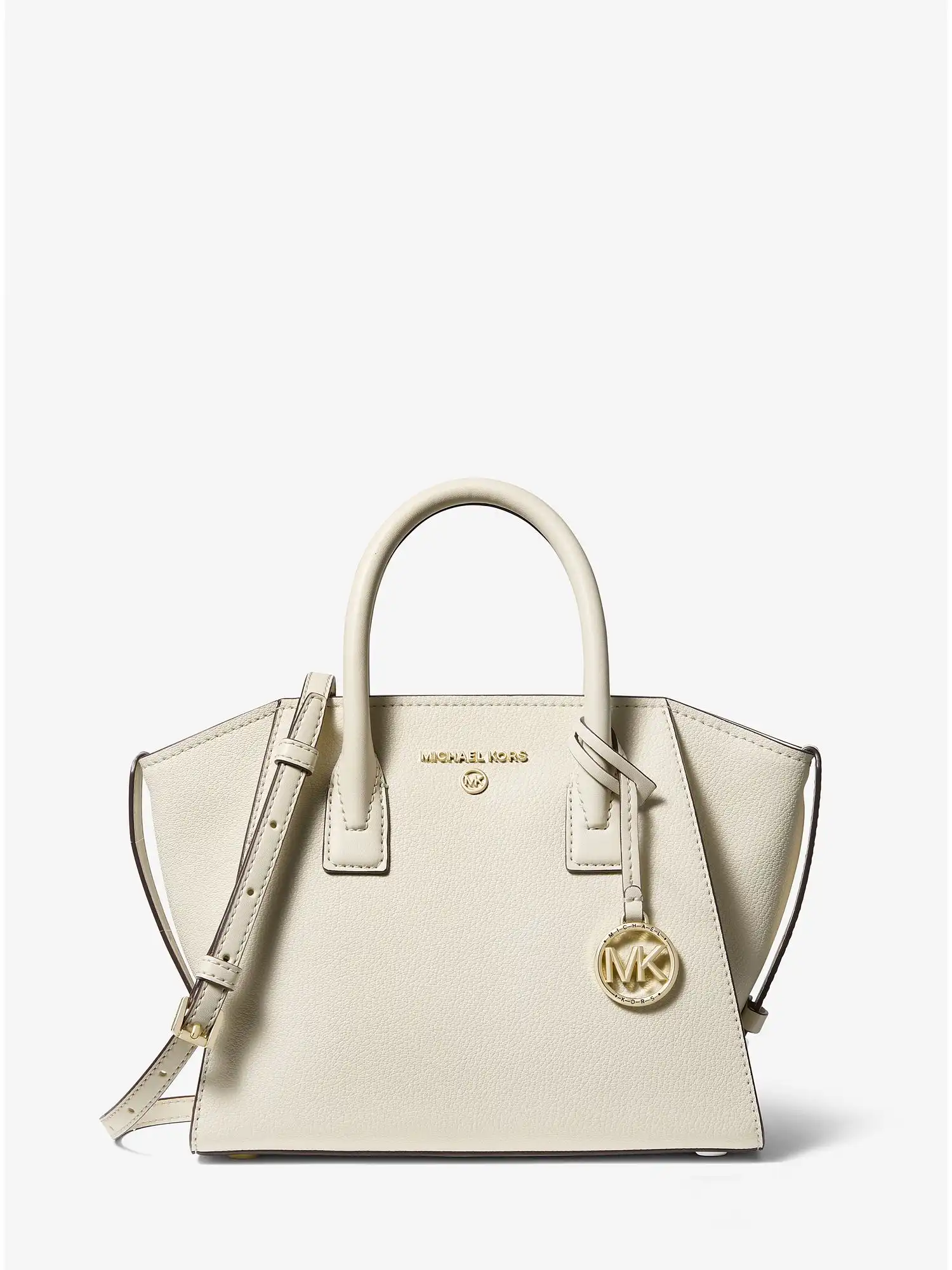 Avril Small Leather Top-Zip Satchel Lt Cream