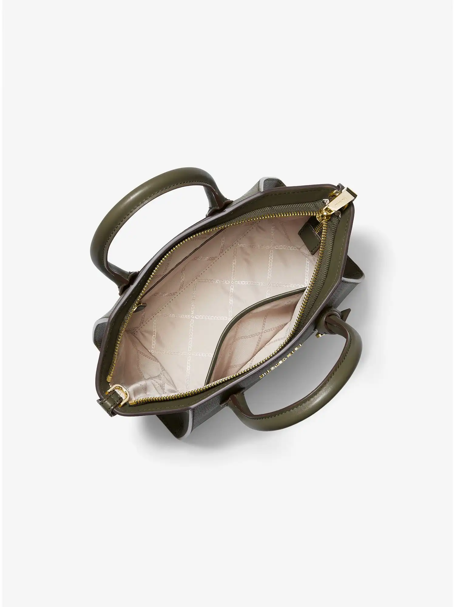 Avril Small Leather Top-Zip Satchel Olive