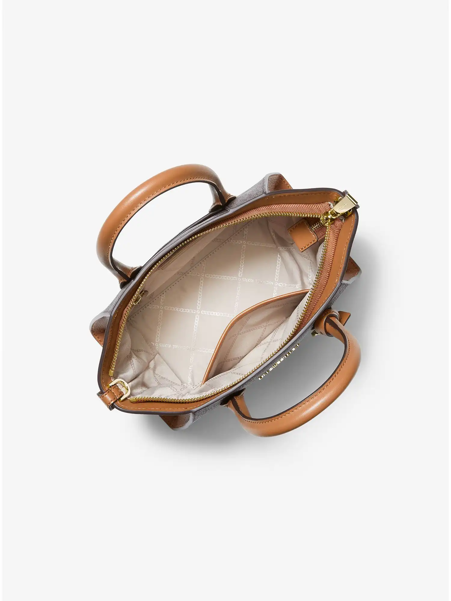 Avril Small Logo Top-Zip Satchel Brn Acorn