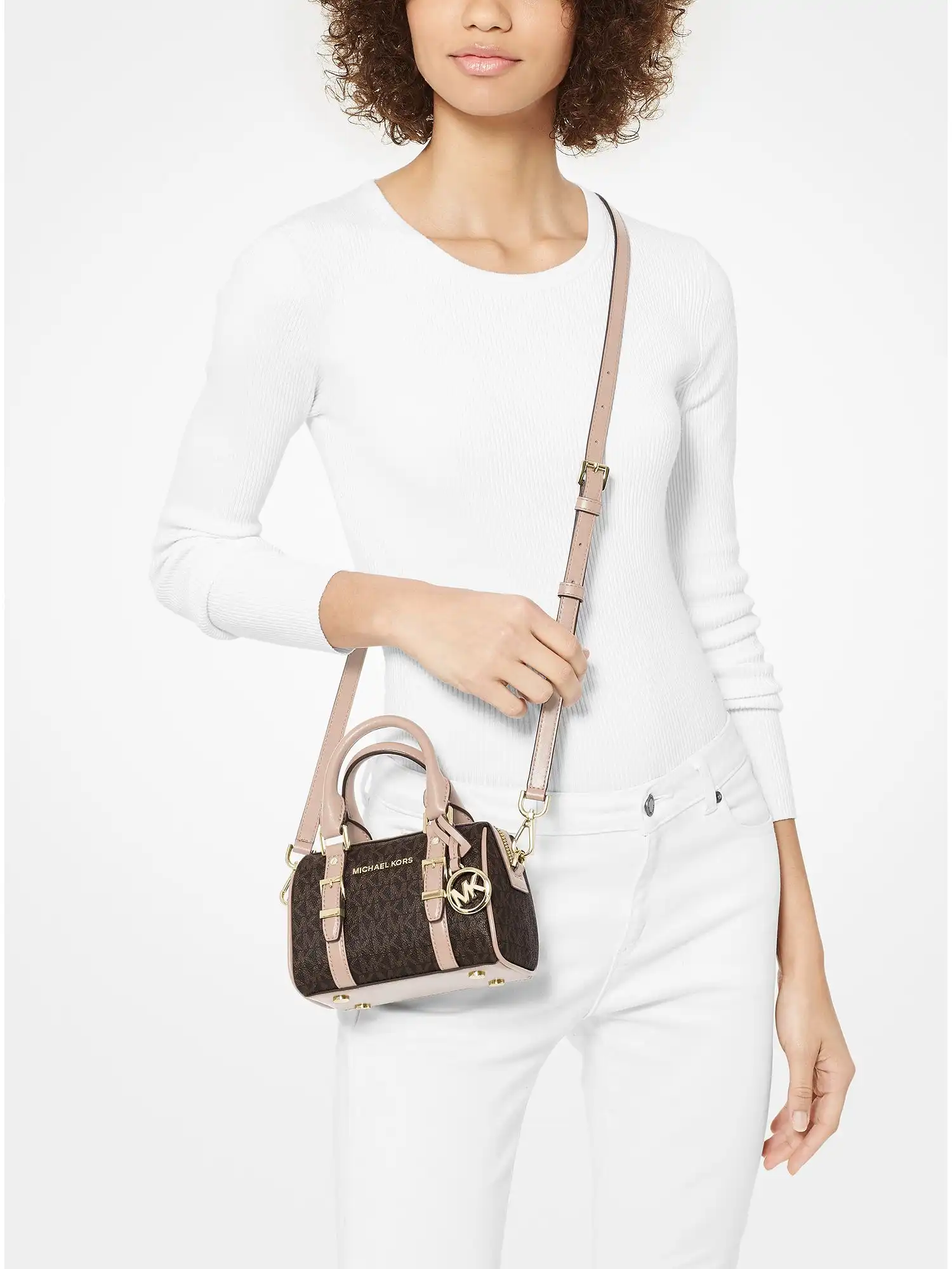 Bedford Legacy Extra-Small Logo Duffle Crossbody Bag Brn Sftpink