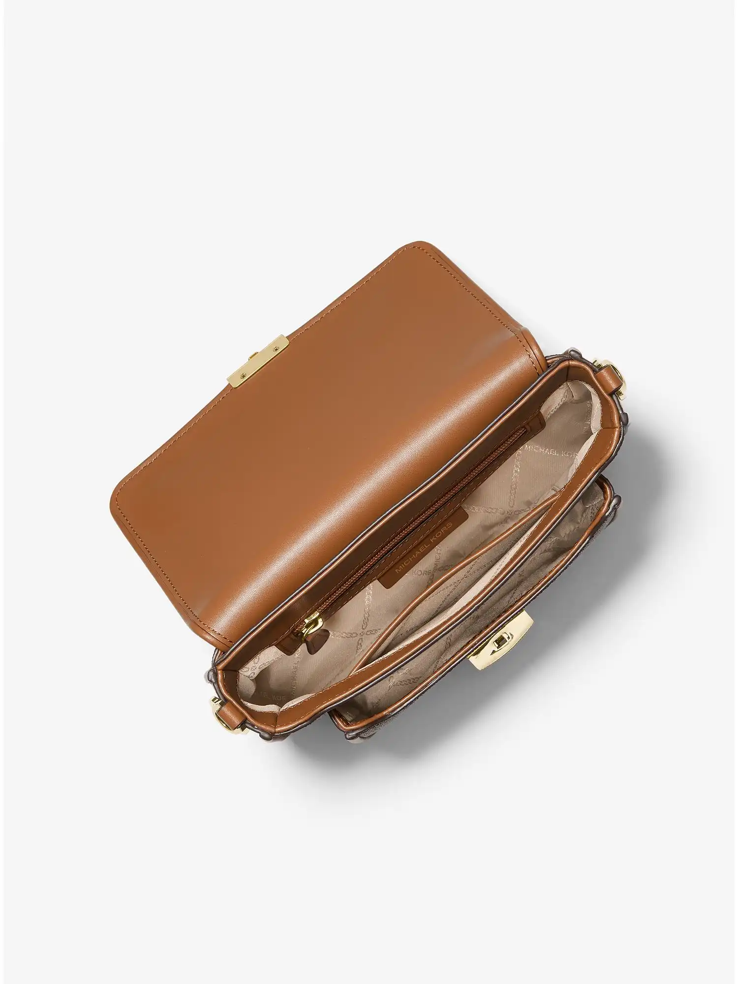 Bradshaw Medium Logo and Leather Messenger Bag Brn Acorn