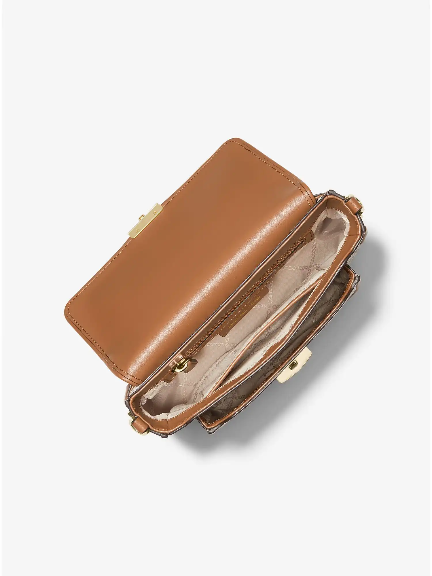 Bradshaw Medium Logo and Leather Messenger Bag Vanilla Acorn