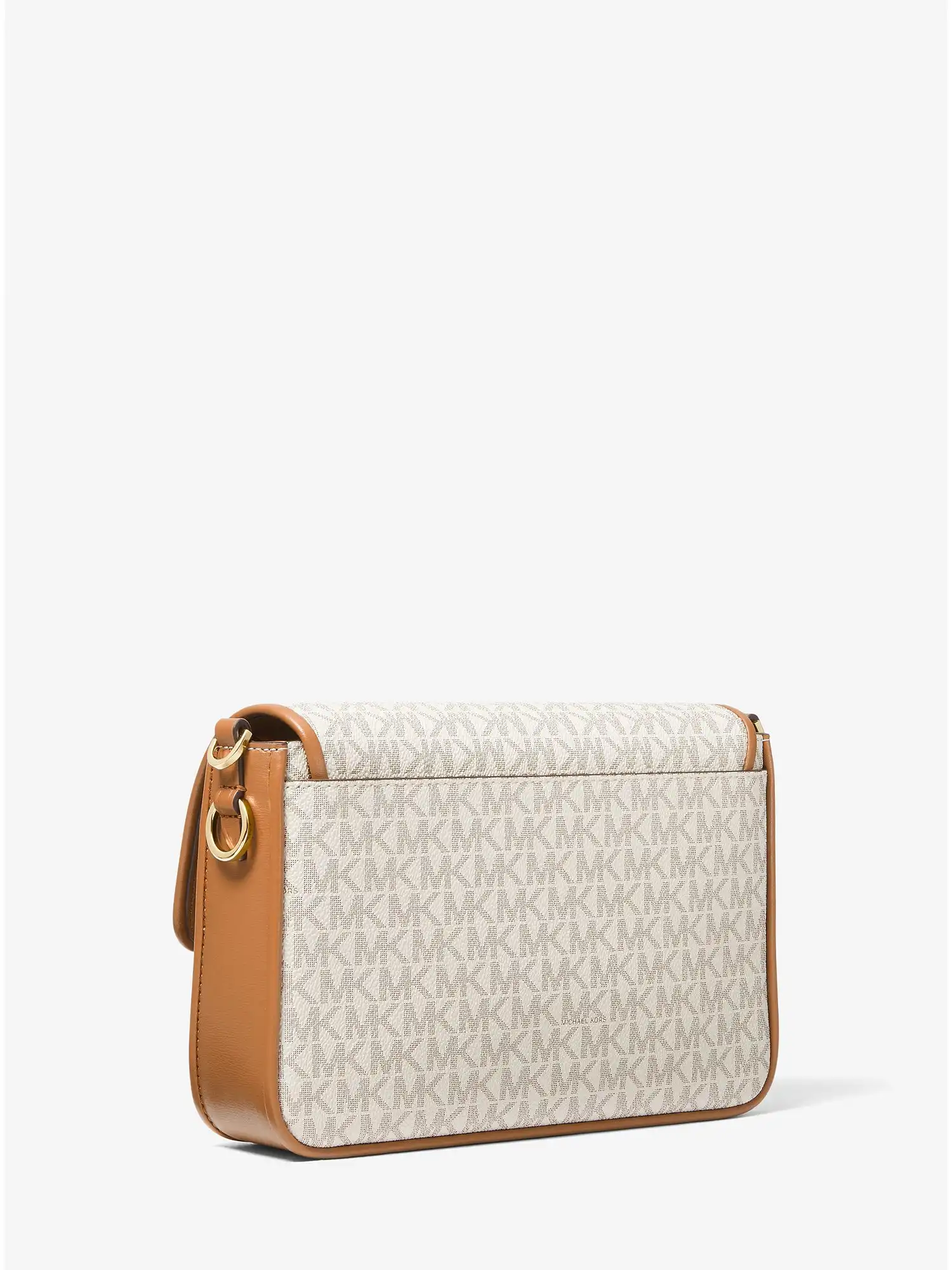 Bradshaw Medium Logo and Leather Messenger Bag Vanilla Acorn