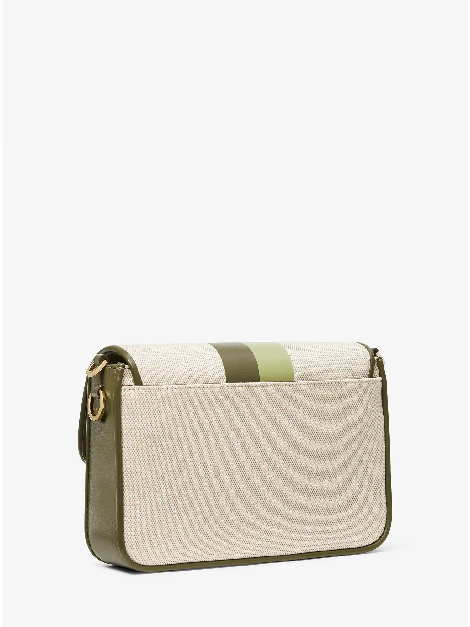 Bradshaw Medium Striped Canvas and Faux Leather Messenger Bag Olive Combo