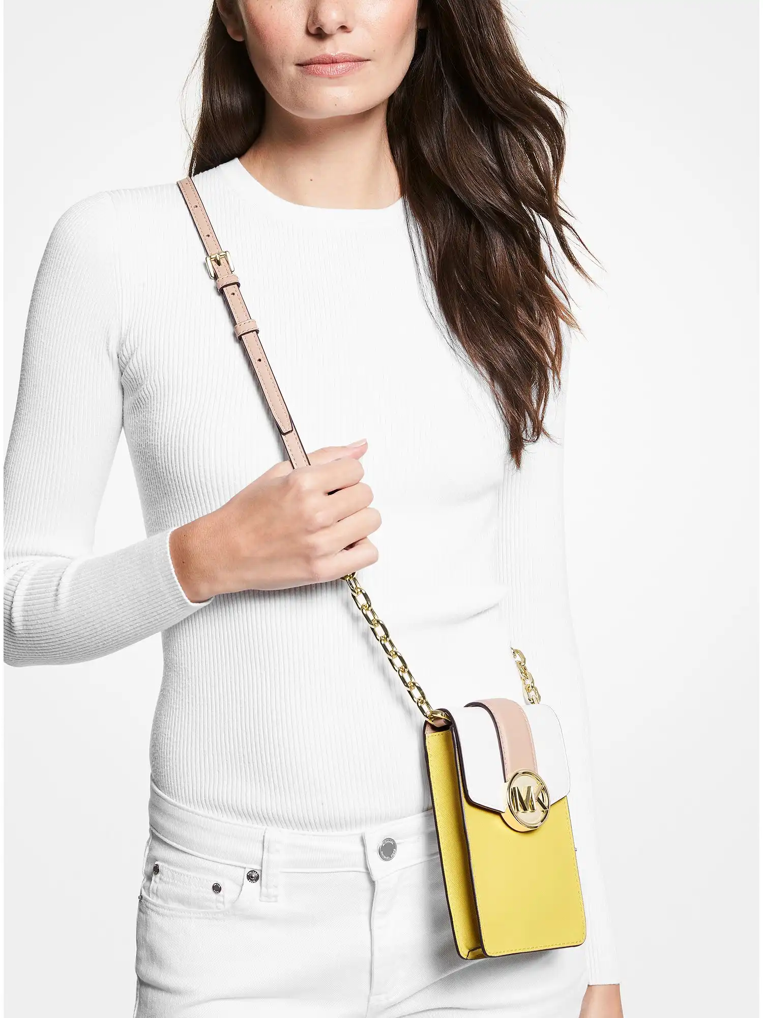 Carmen Small Color-Block Faux Leather Phone Crossbody Bag Sunshn Multi