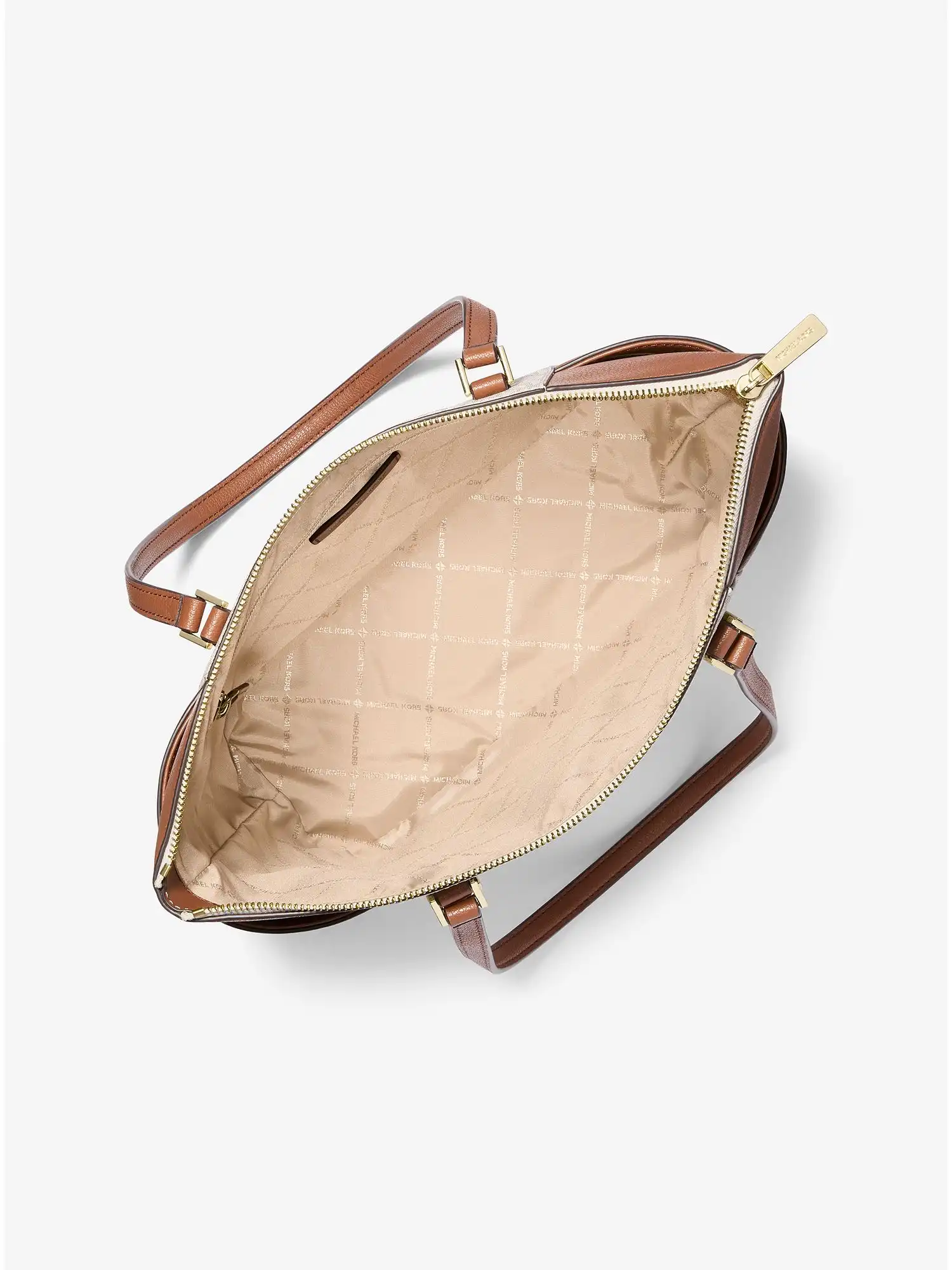 Charlotte Large Logo and Leather Top-Zip Tote Bag Vanilla