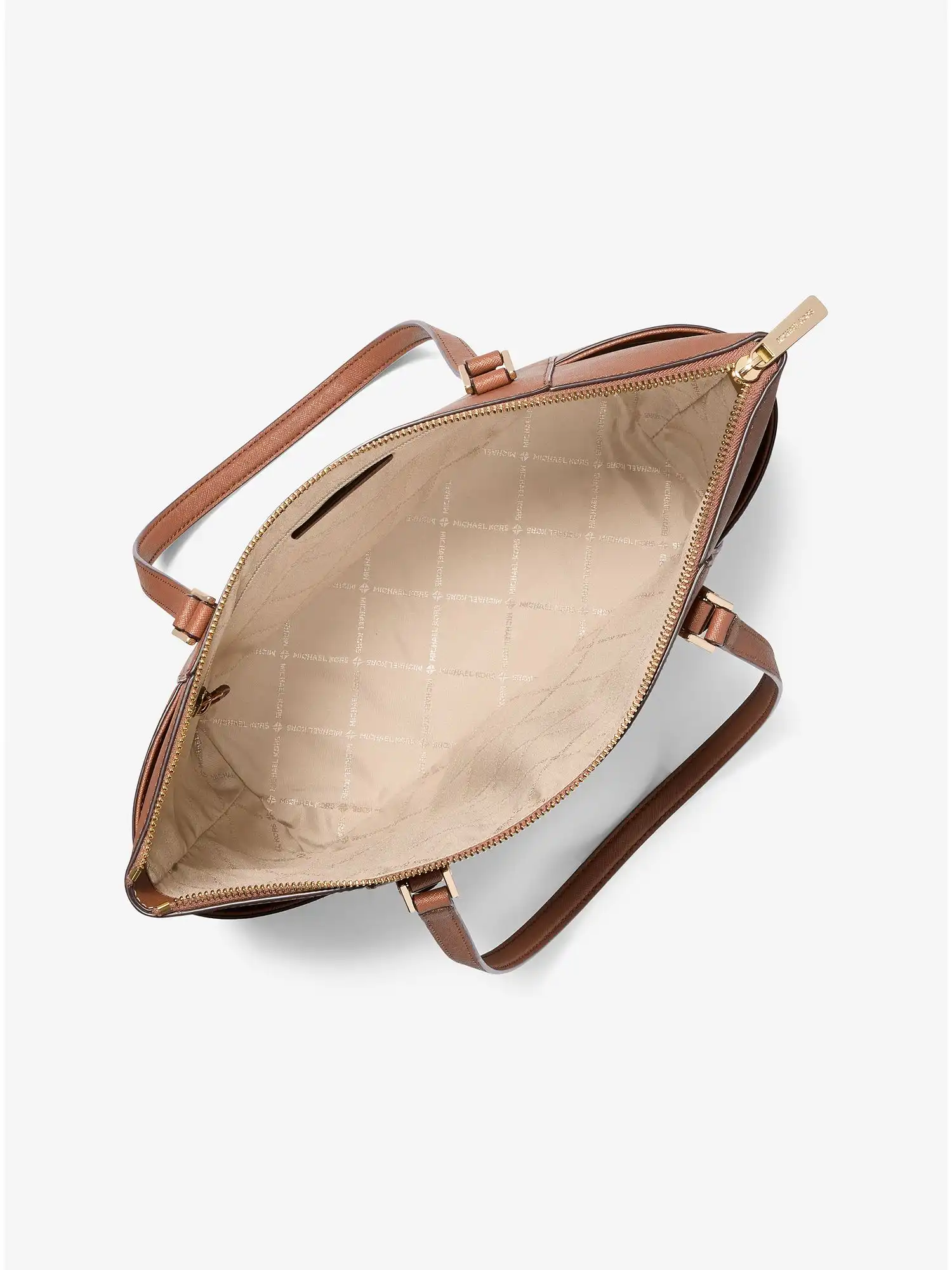 Charlotte Large Saffiano Leather Top-Zip Tote Bag Luggage