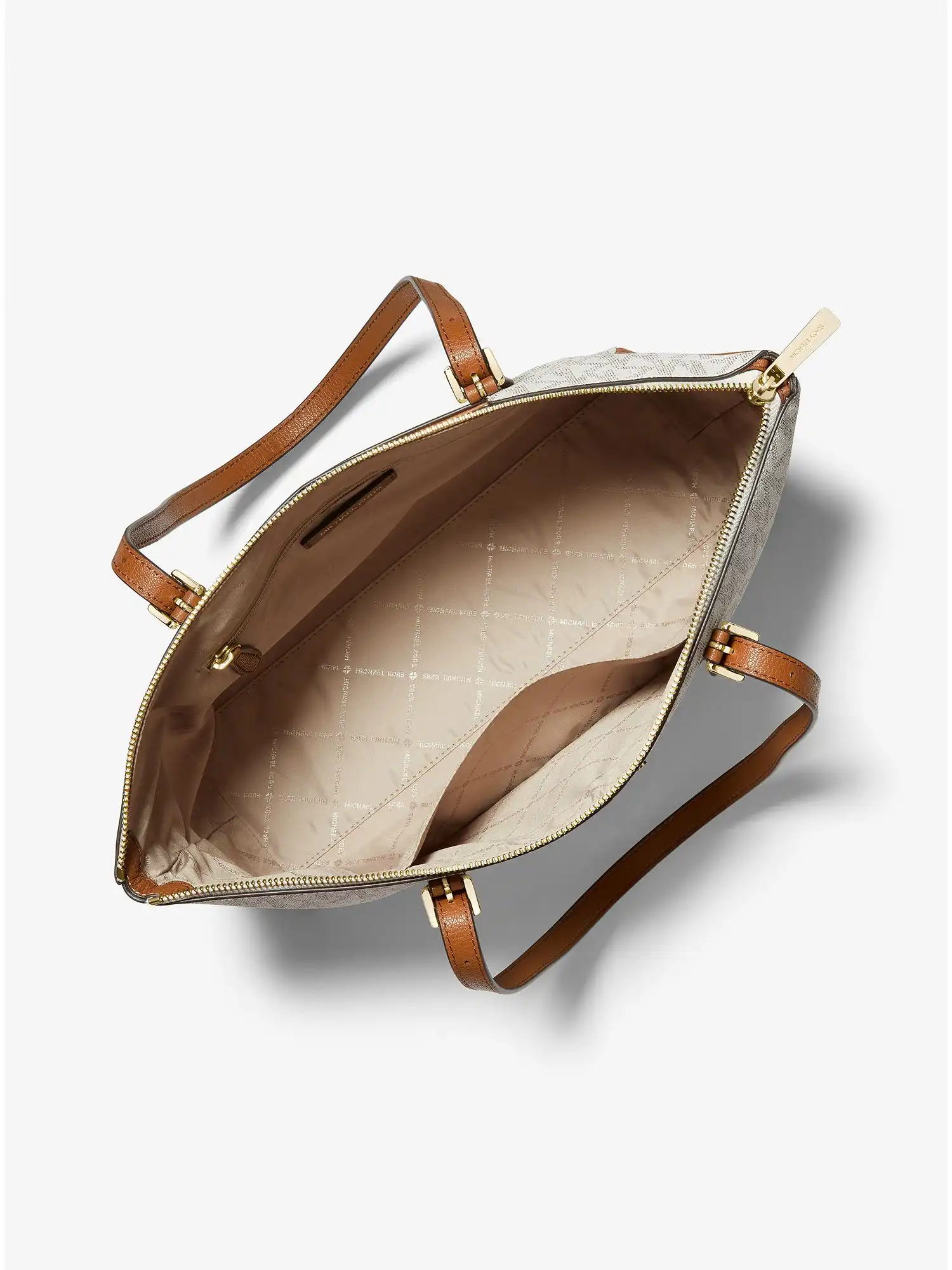 Coraline Large Logo and Leather Tote Bag Vanilla