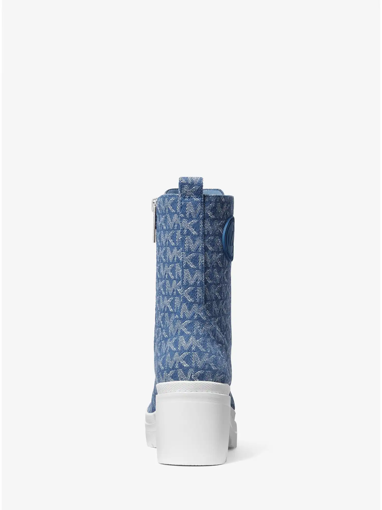 Corey Denim Logo Jacquard Combat Boot Denim