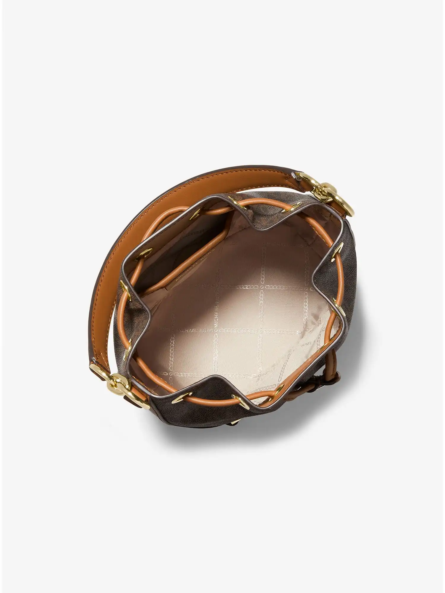 Devon Small Two-Tone Logo Bucket Bag Brn Acorn