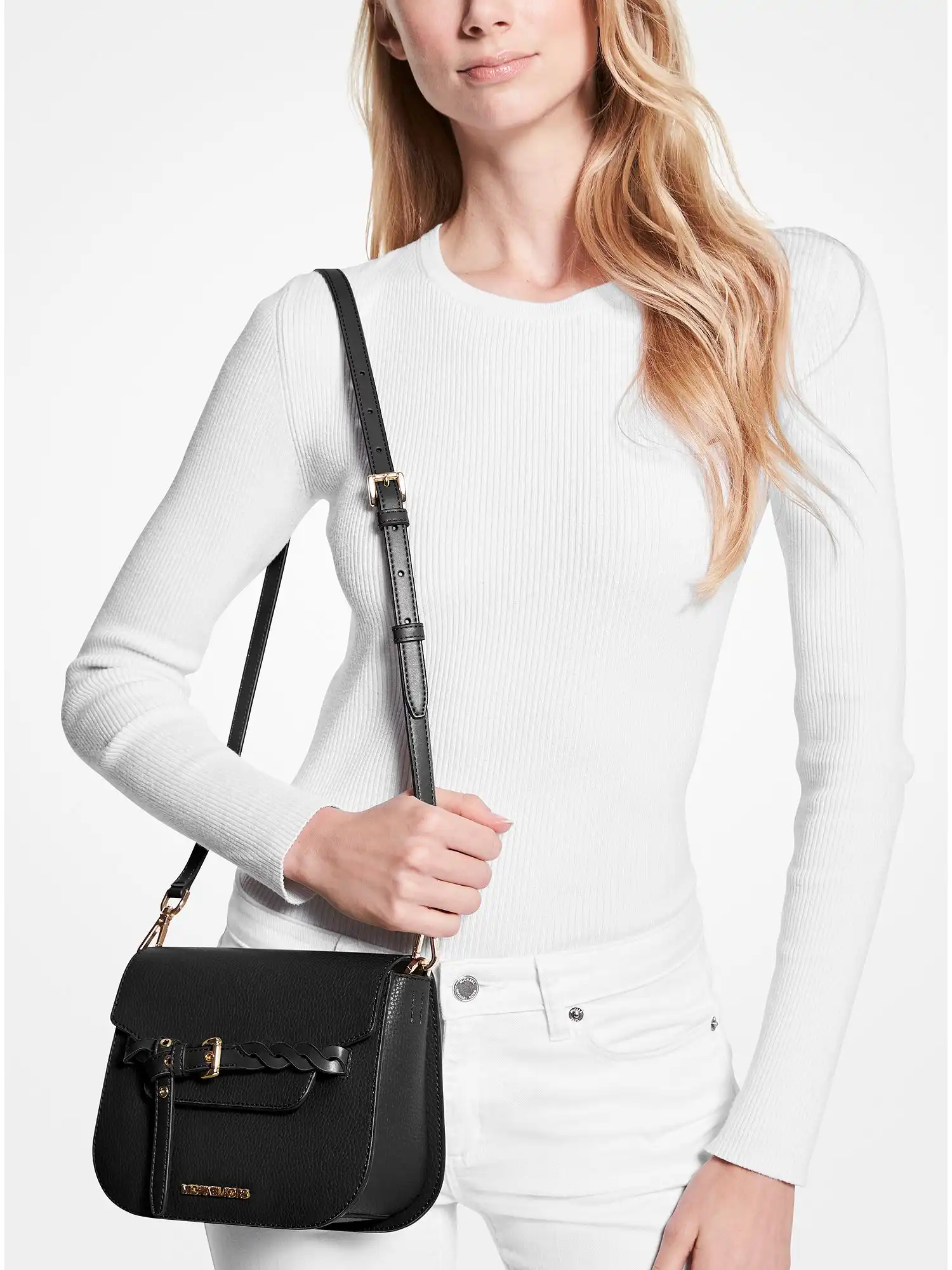 Emilia Small Pebbled Leather Crossbody Bag Black