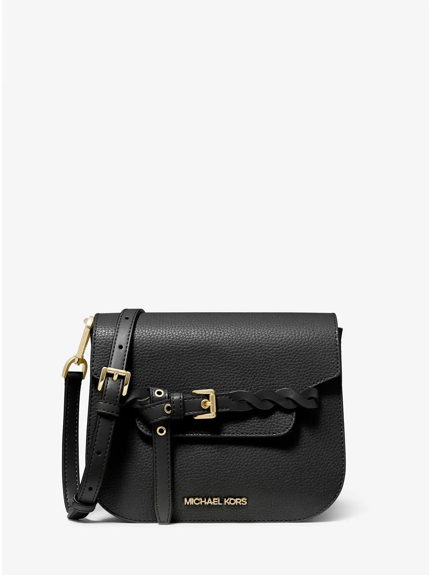 Emilia Small Pebbled Leather Crossbody Bag Black