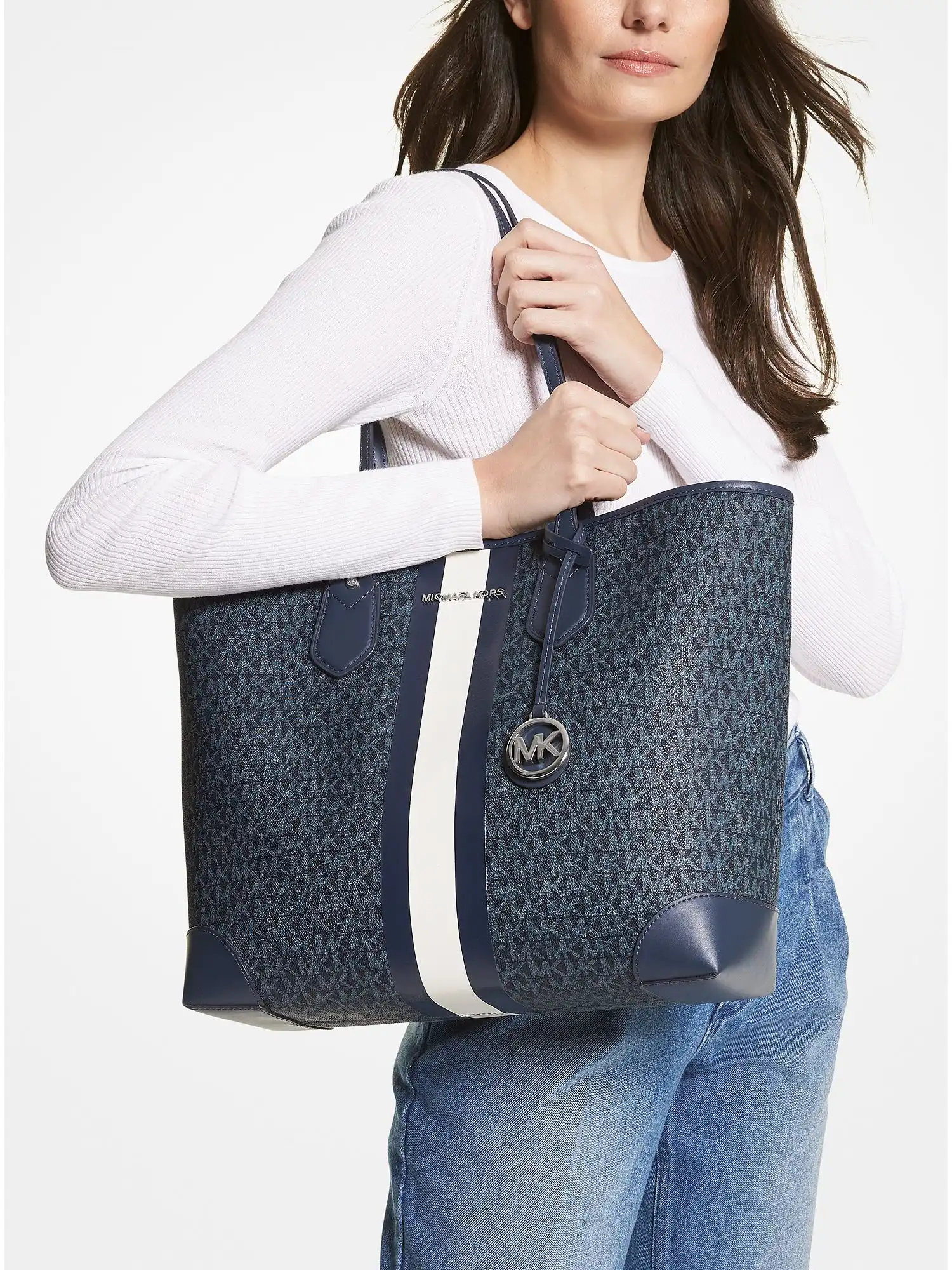 Eva Large Logo Stripe Tote Bag Adm Plbl Opw