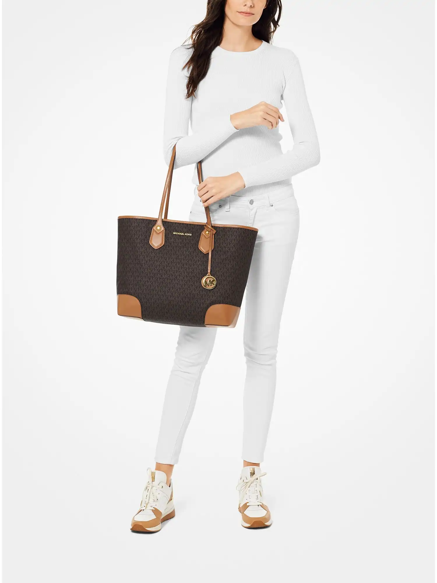 Eva Large Logo Tote Bag Brown