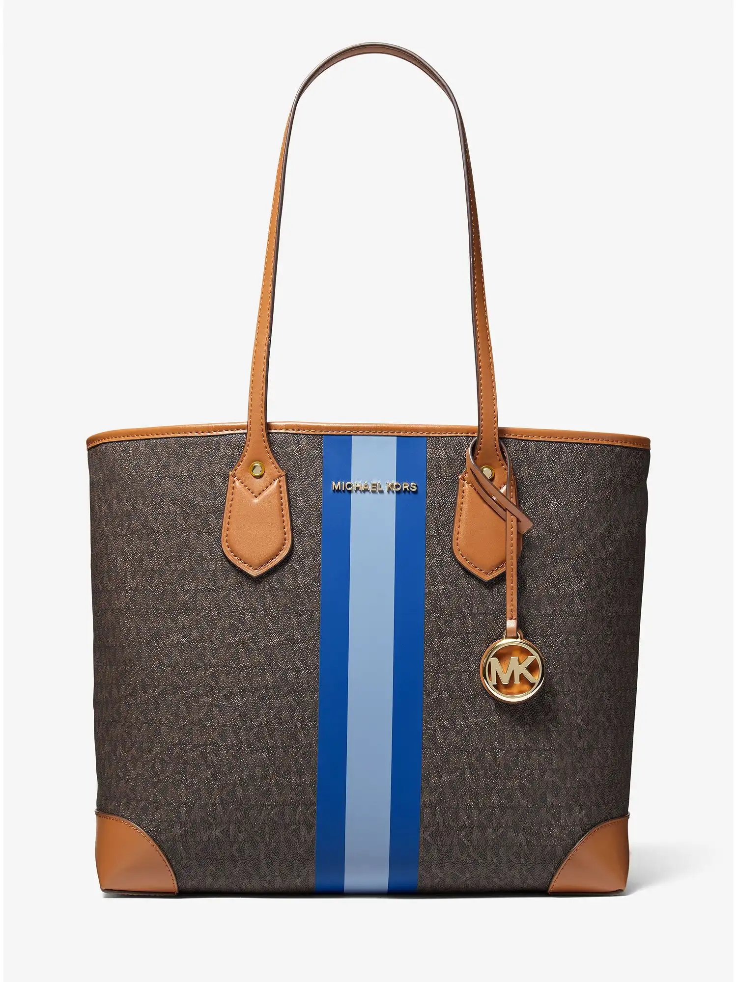 Eva Large Signature Logo Stripe Tote Bag Electric Blue