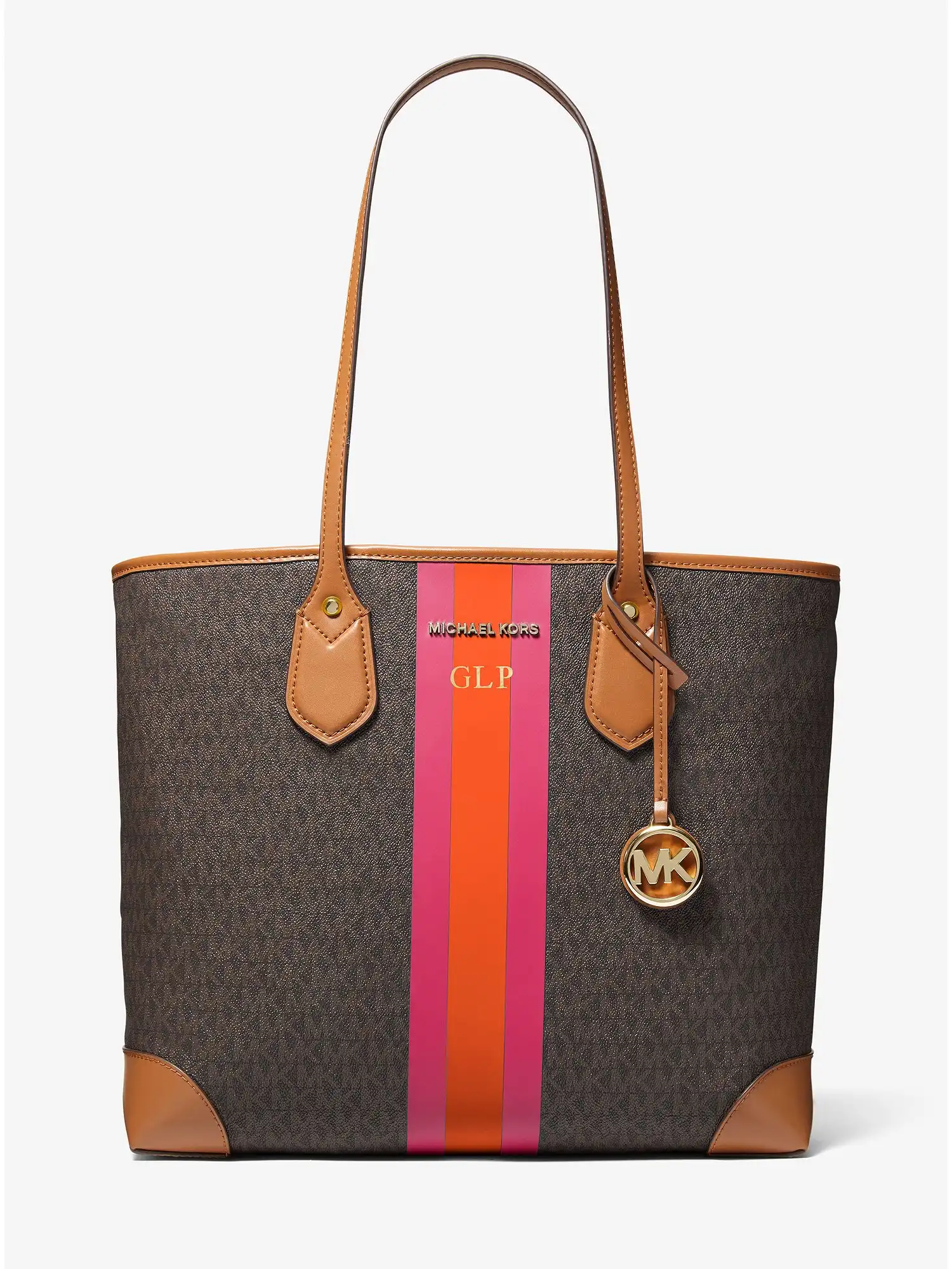 Eva Large Signature Logo Stripe Tote Bag Electric Pink
