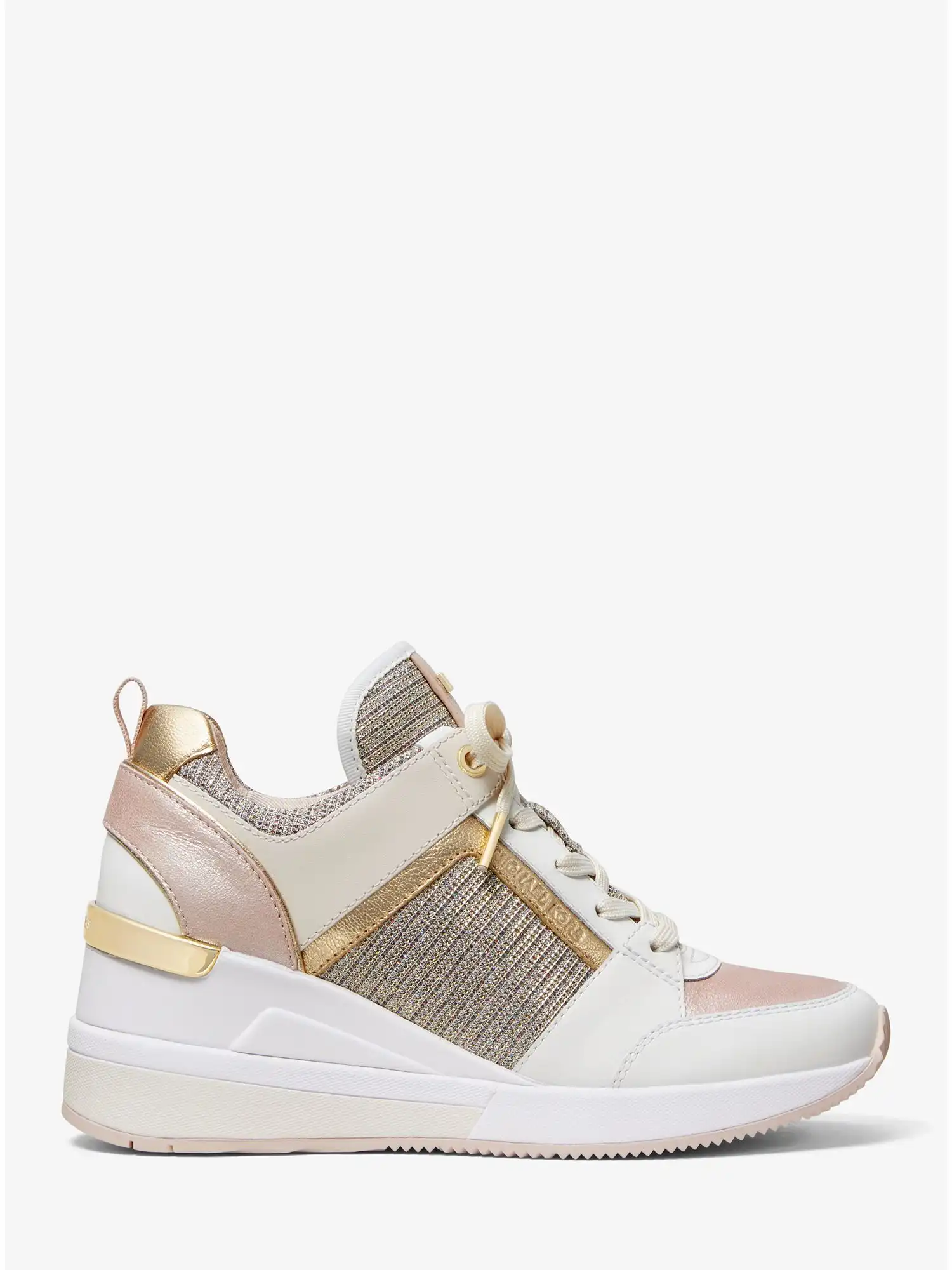 Georgie Leather and Chain-Mesh Trainer Sftpnk Multi