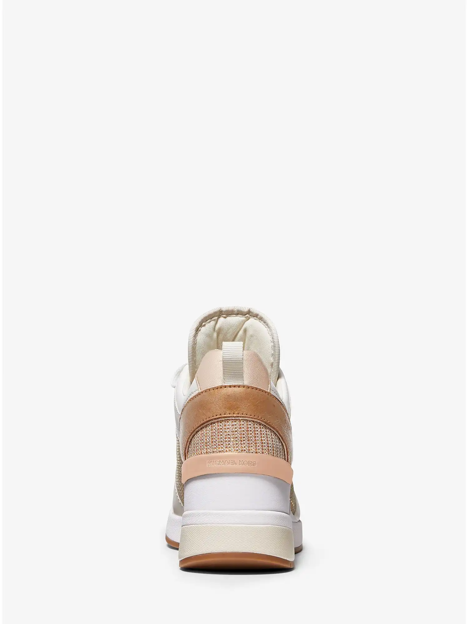 Georgie Leather and Glitter Chain-Mesh Trainer Dark Copper