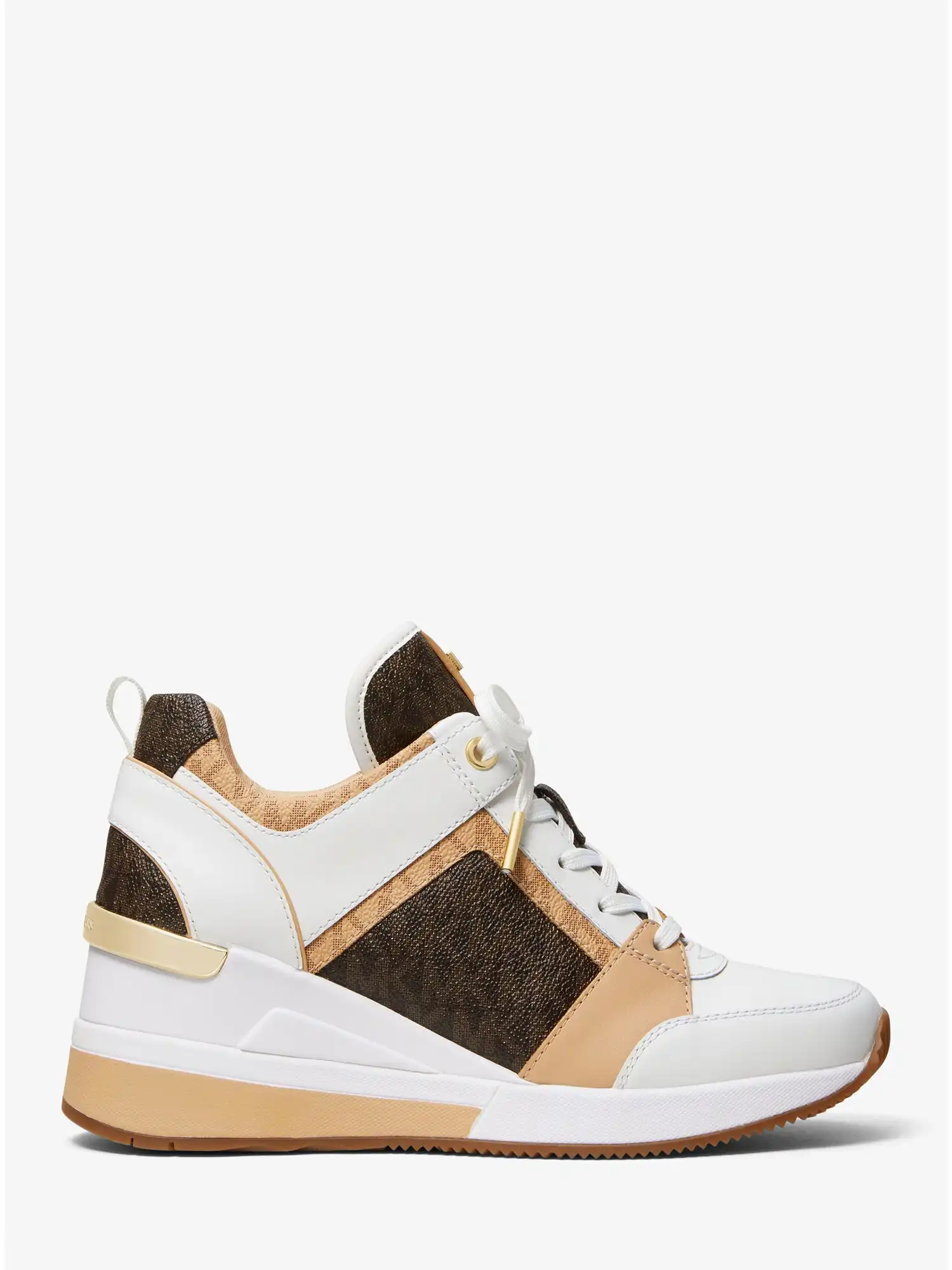 Georgie Logo and Leather Trainer Butrnt Brn