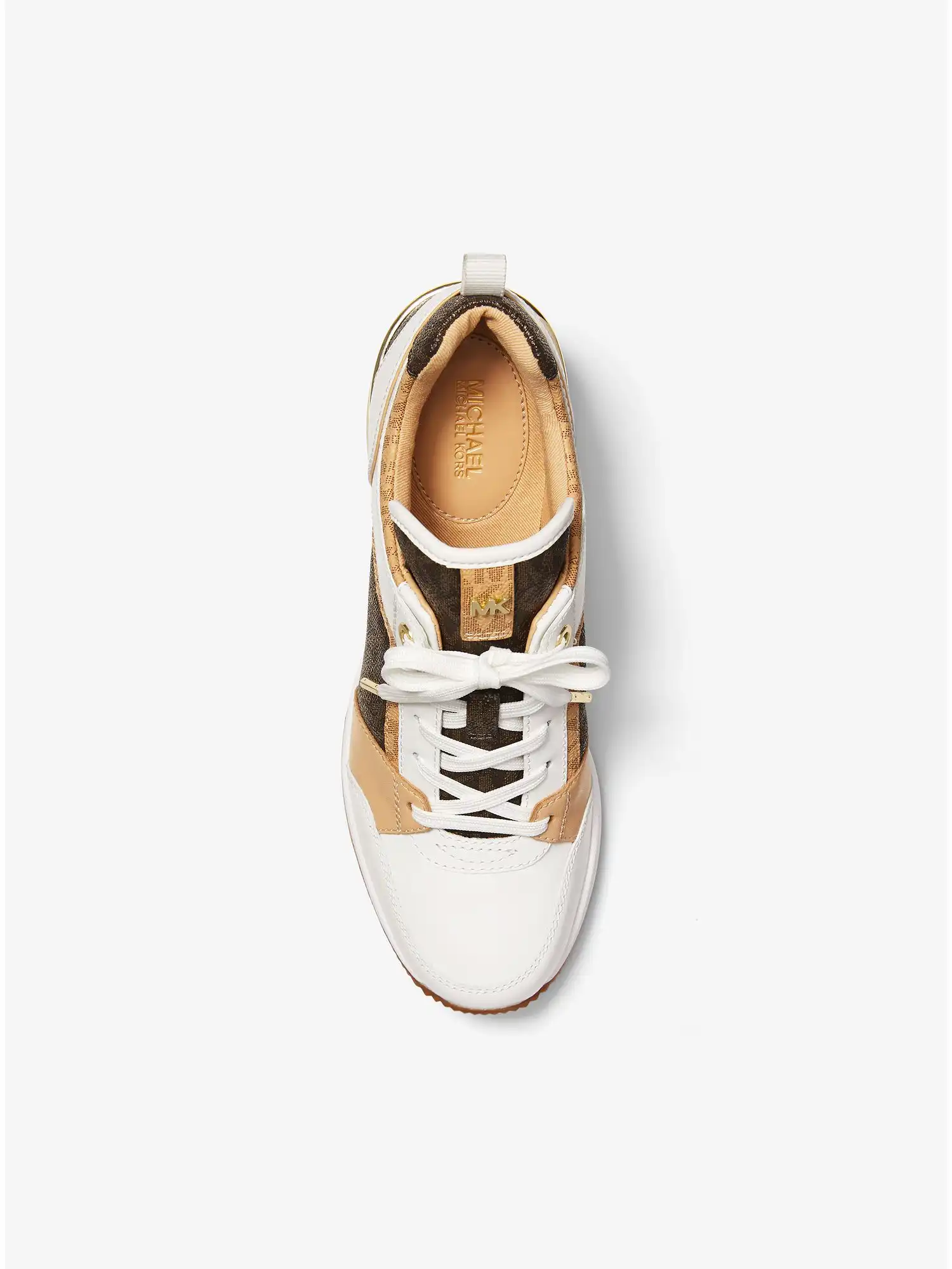 Georgie Logo and Leather Trainer Butrnt Brn