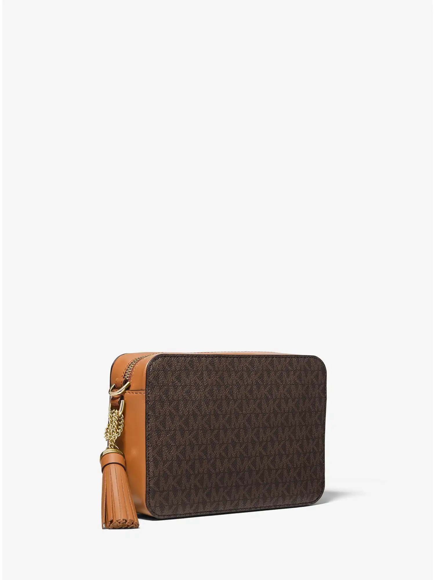 Ginny Medium Logo Stripe Crossbody Bag Brn Acorn