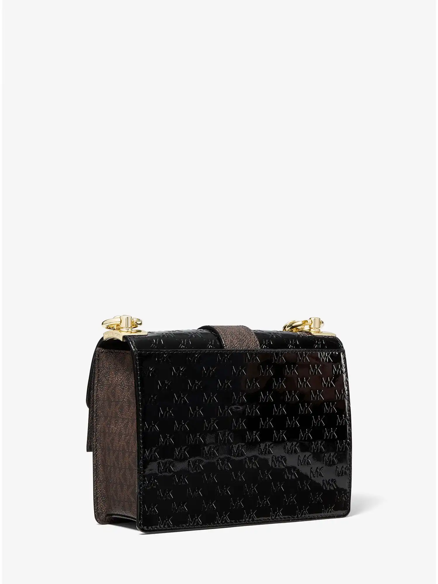 Greenwich Extra-Small Logo Embossed Patent Leather Crossbody Bag Black