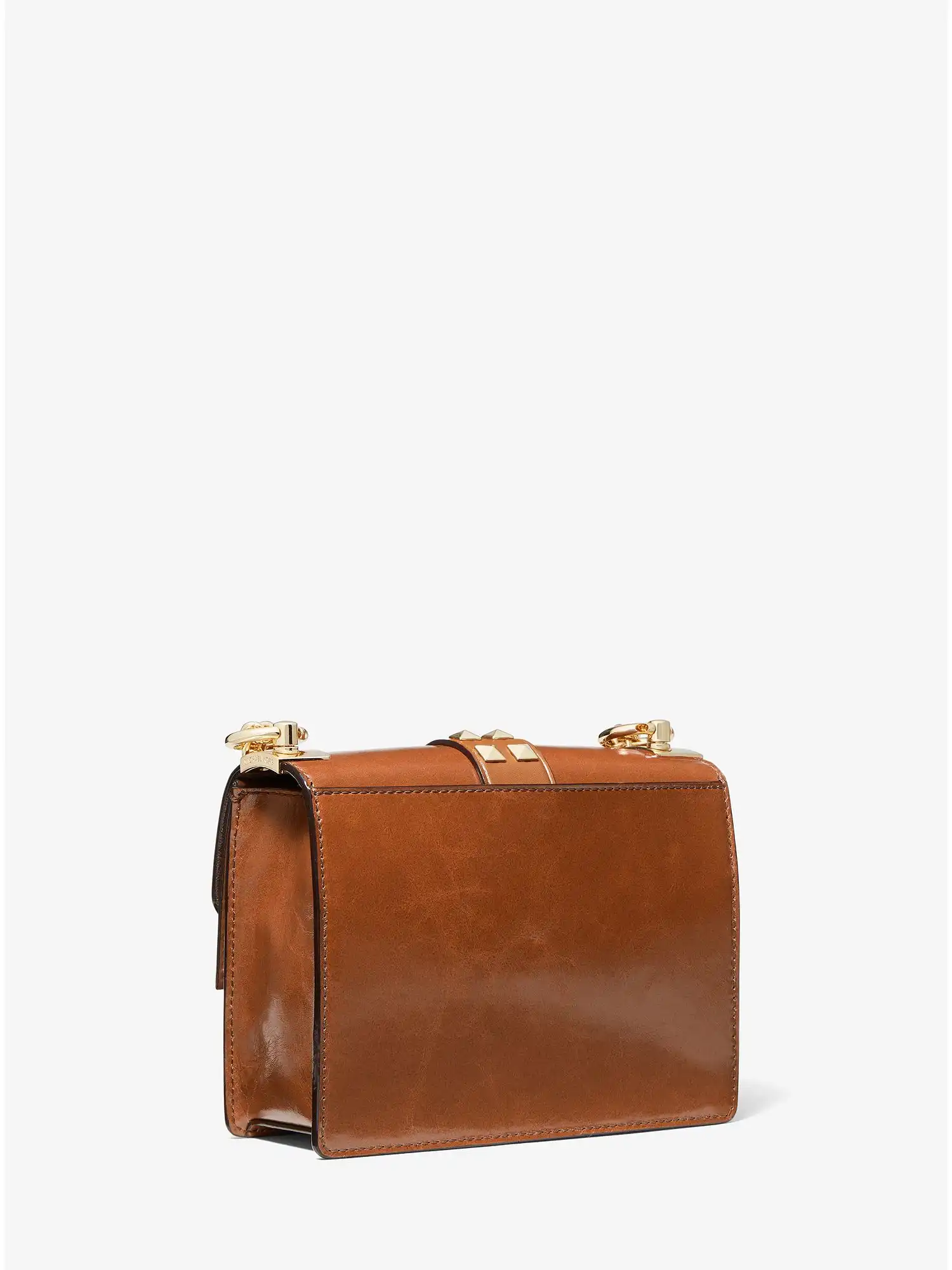 Greenwich Extra-Small Studded Patent Leather Crossbody Bag Luggage