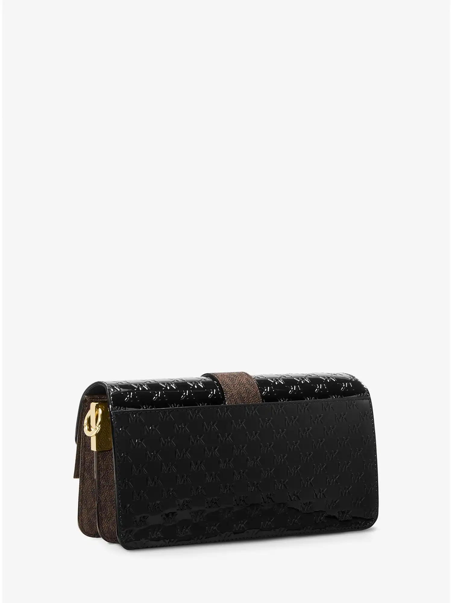 Greenwich Medium Logo Embossed Patent Leather Shoulder Bag Black