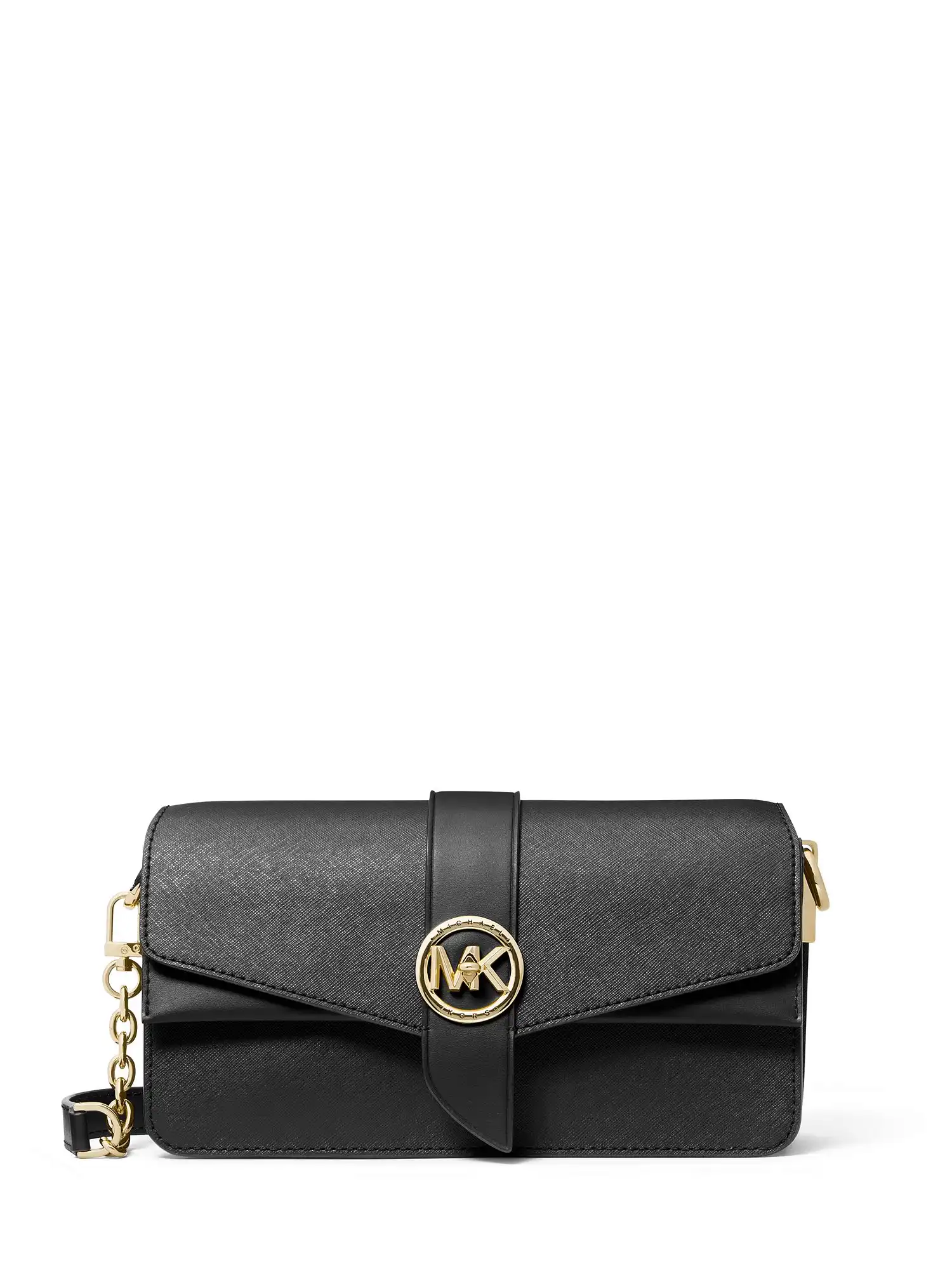 Greenwich Medium Saffiano Leather Shoulder Bag Black