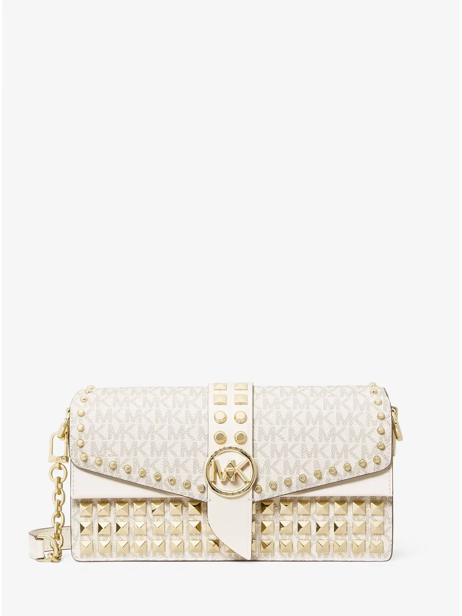 Greenwich Medium Studded Logo Shoulder Bag Van Cream