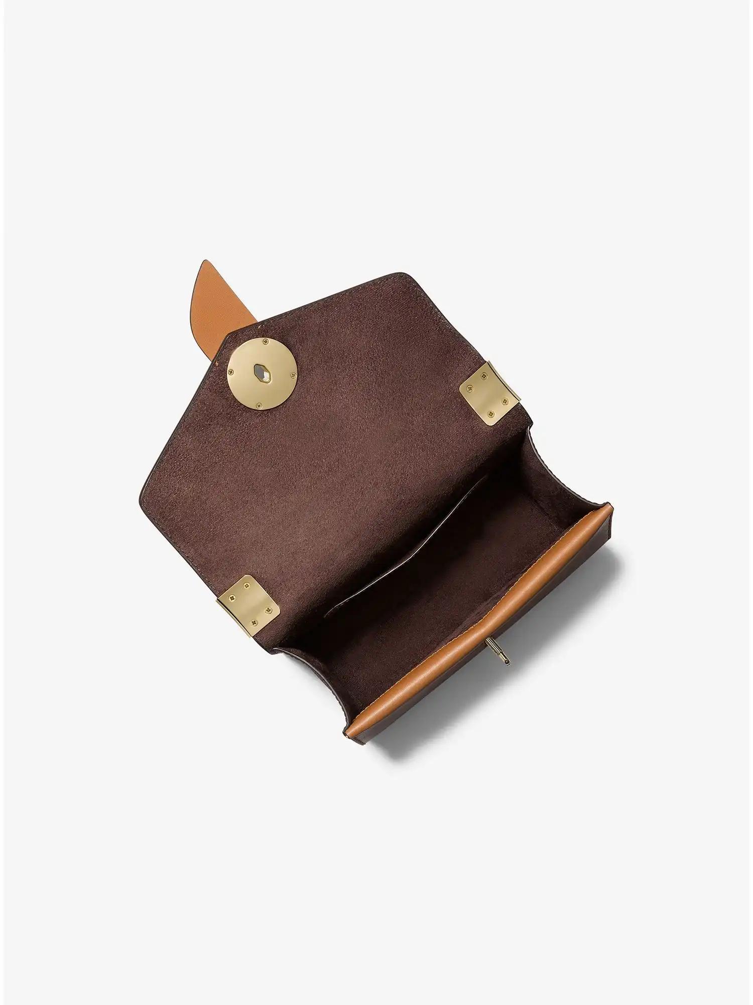 Greenwich Small Color-Block Logo and Saffiano Leather Crossbody Bag Brn Acorn