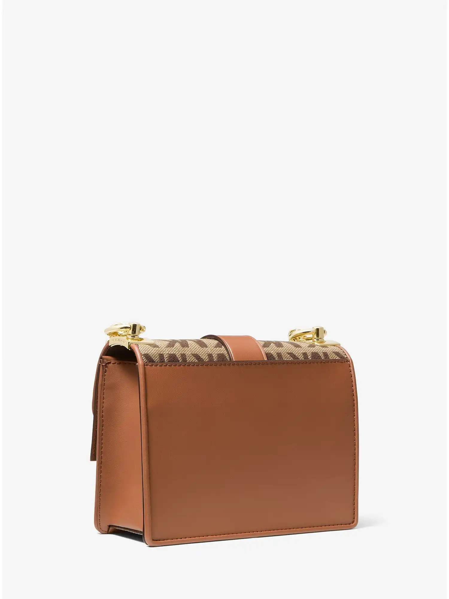 Greenwich Small Logo Jacquard and Leather Crossbody Bag Beige Ebony Brown