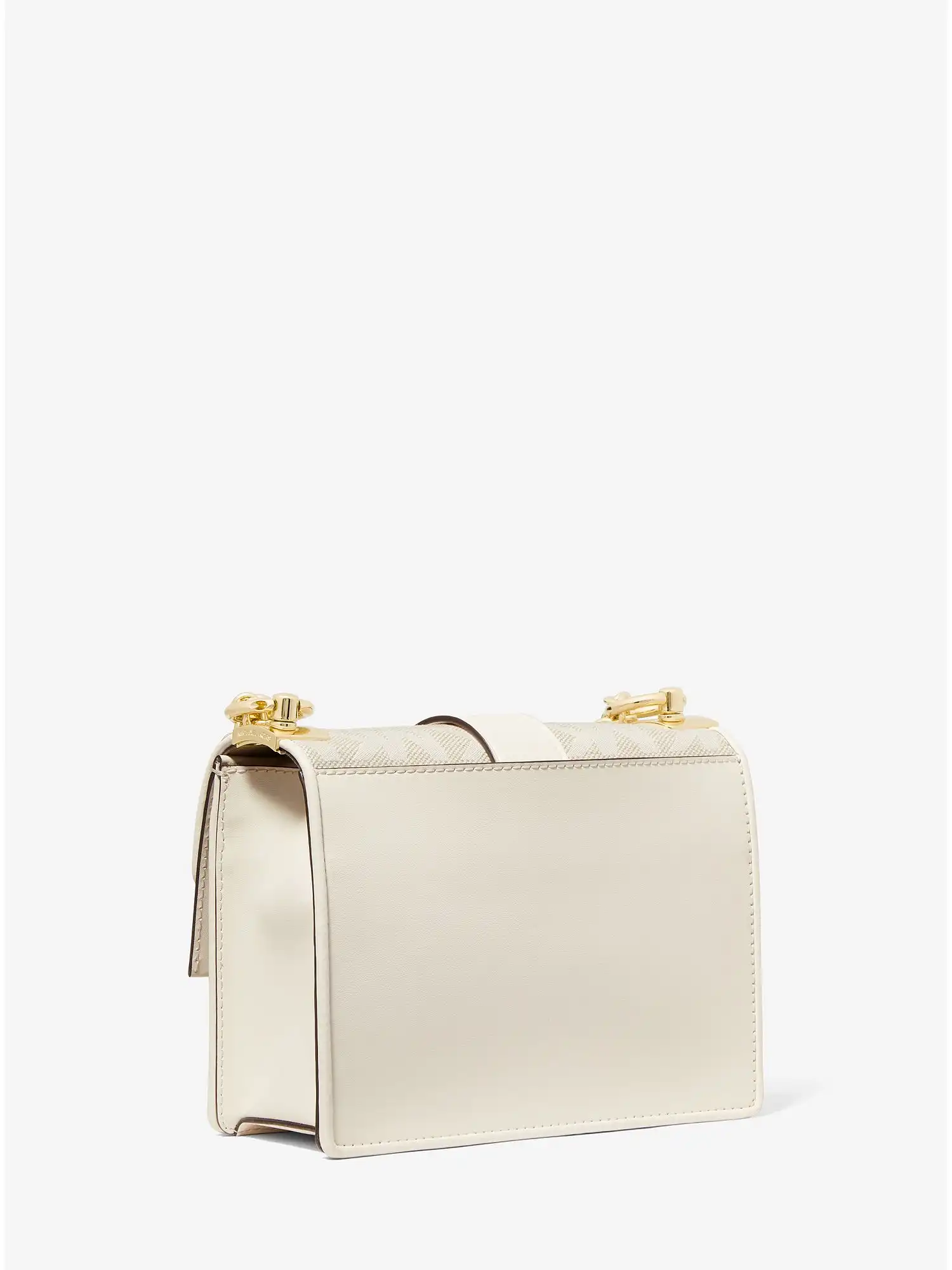 Greenwich Small Logo Jacquard and Leather Crossbody Bag Natural