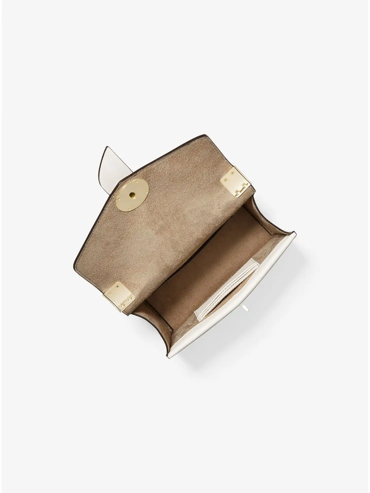 Greenwich Small Studded Patent Leather Crossbody Bag Lt Cream