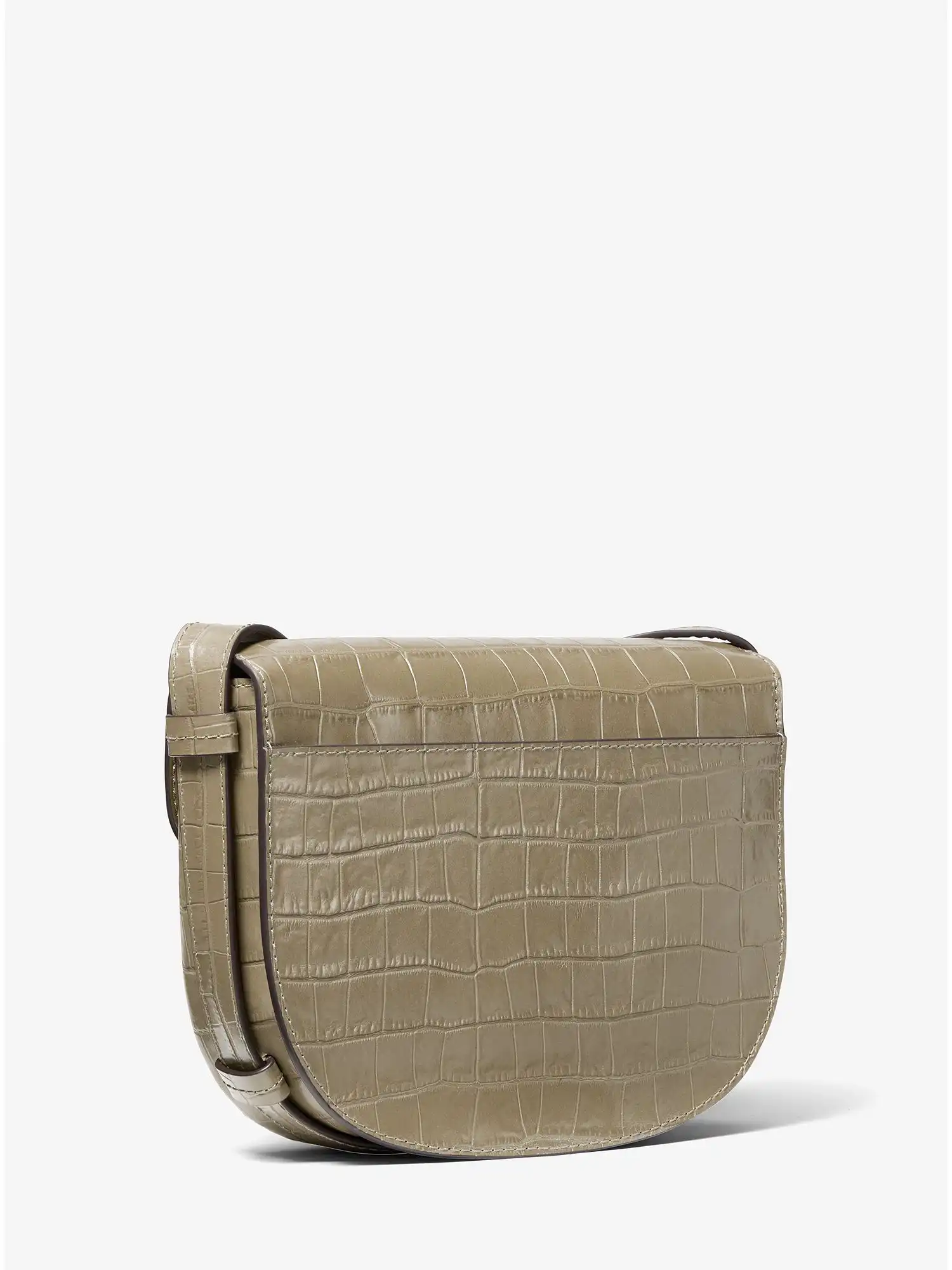 Hally Medium Crocodile Embossed Leather Crossbody Bag Dusty Sage