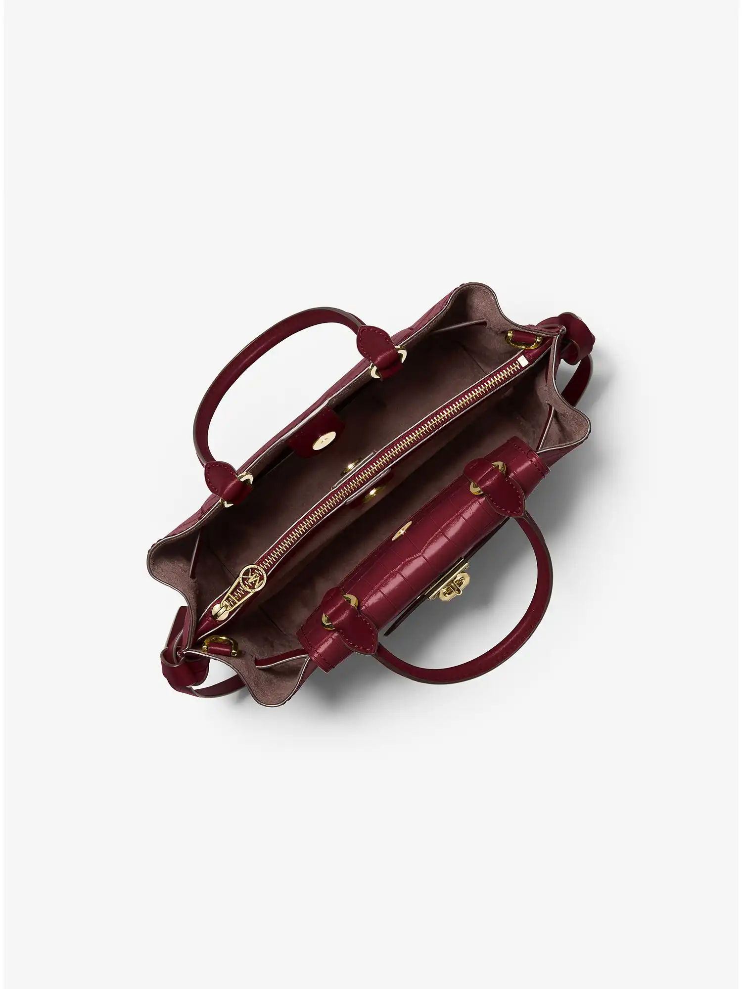 Hamilton Legacy Small Crocodile Embossed Leather Belted Satchel Dk Berry