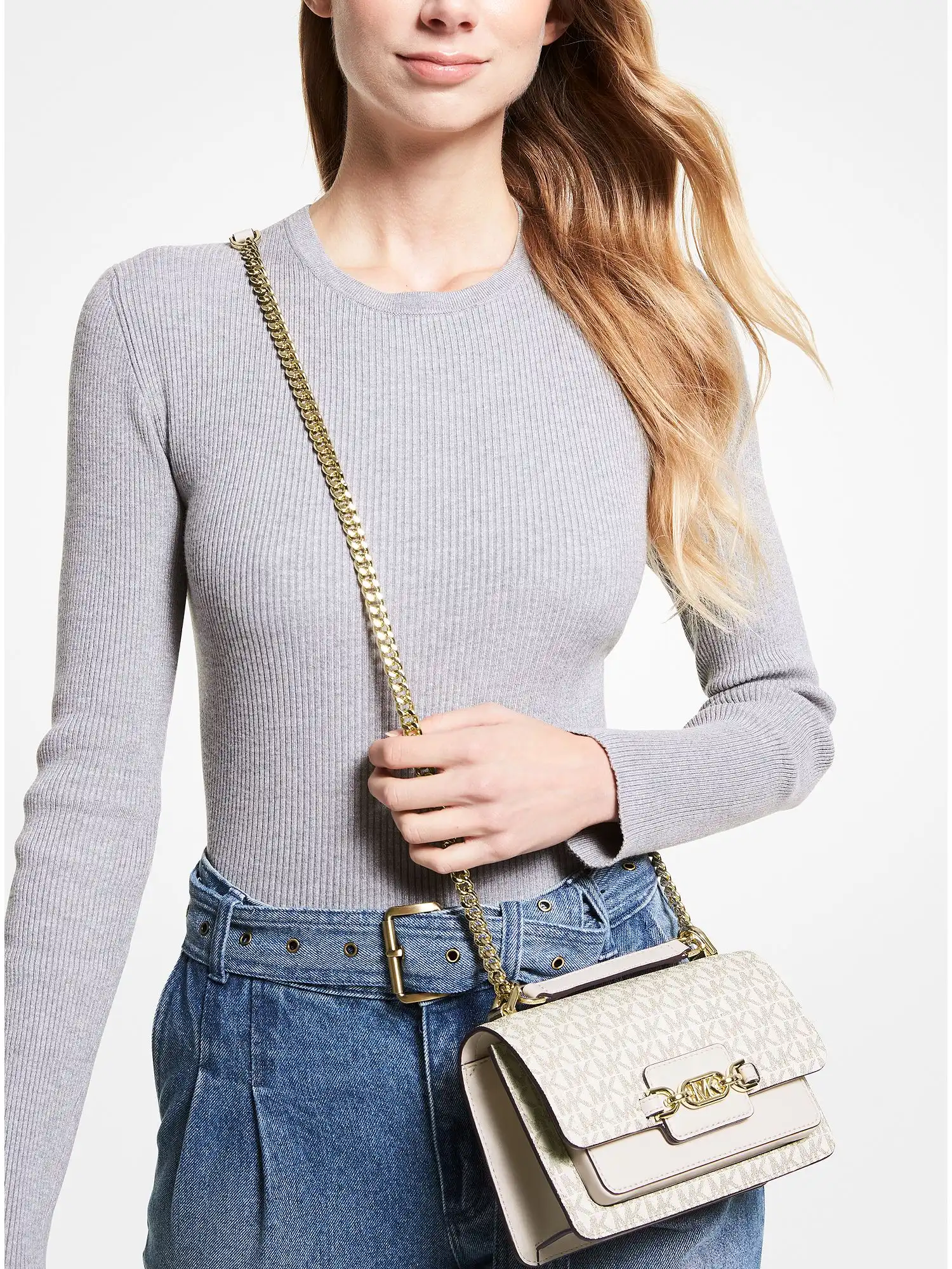 Heather Extra-Small Logo Crossbody Bag Van Cream