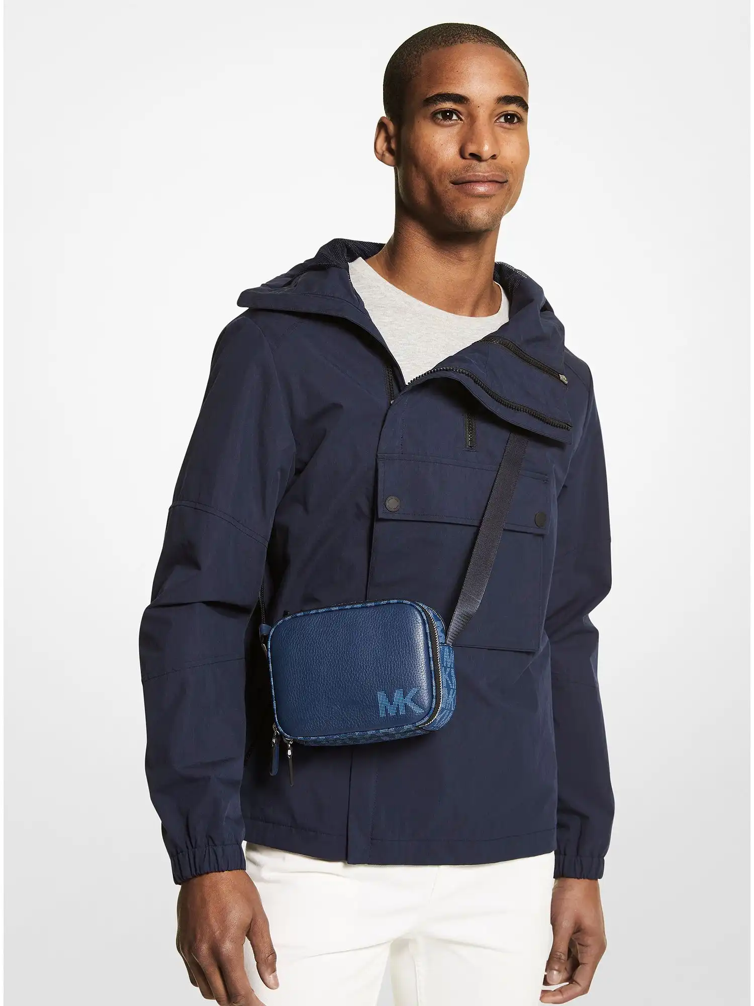 Hudson Pebbled Leather Crossbody Bag Blue Multi