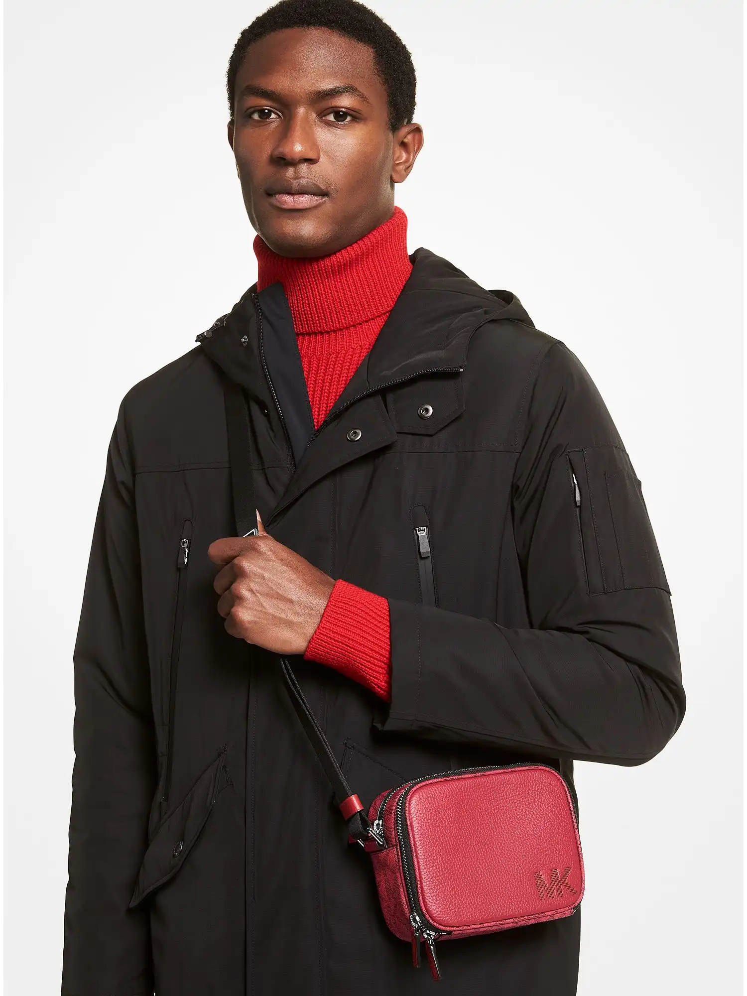 Hudson Pebbled Leather Crossbody Bag Crimson