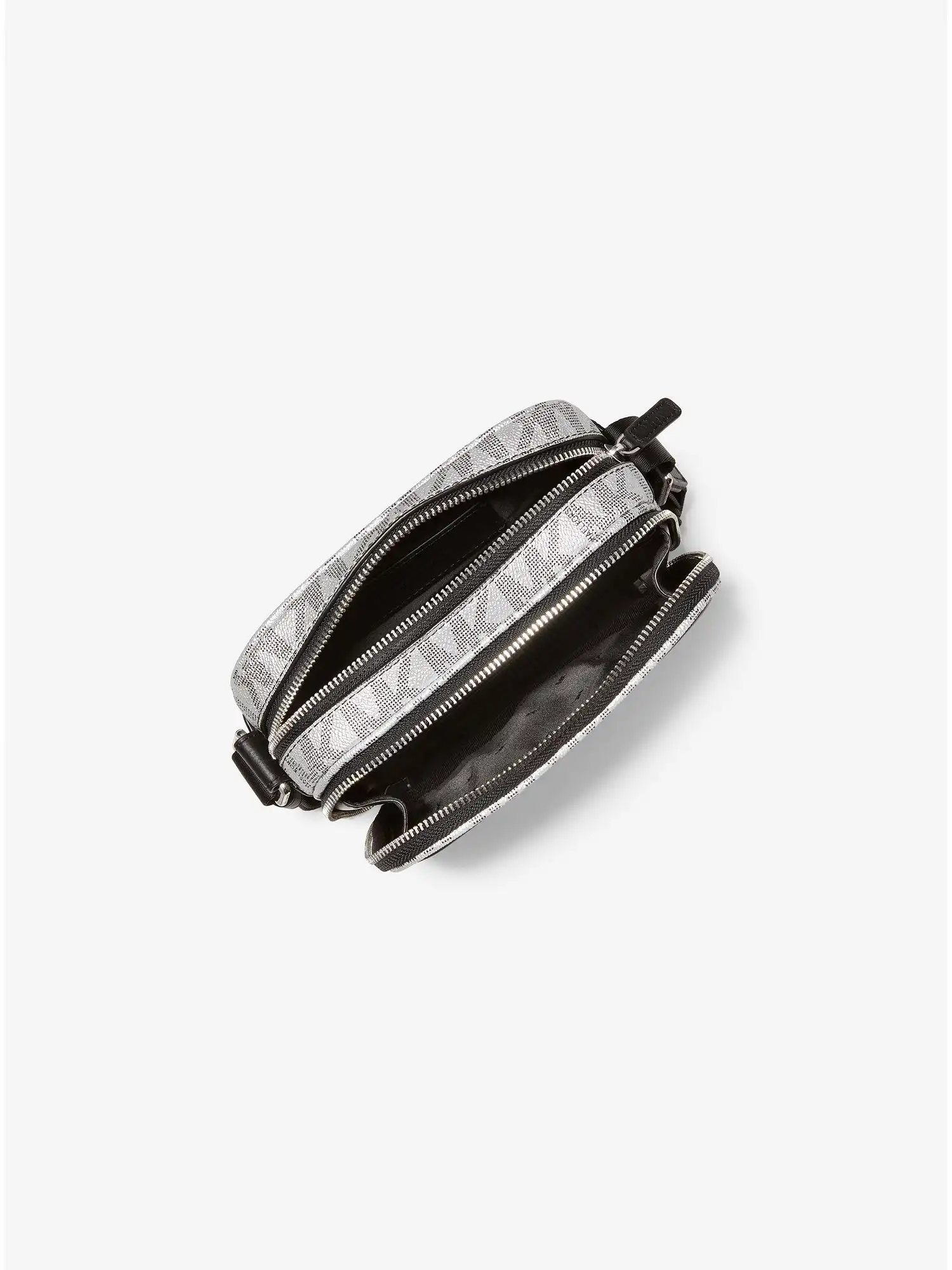 Hudson Pebbled Leather Crossbody Bag Silver Black
