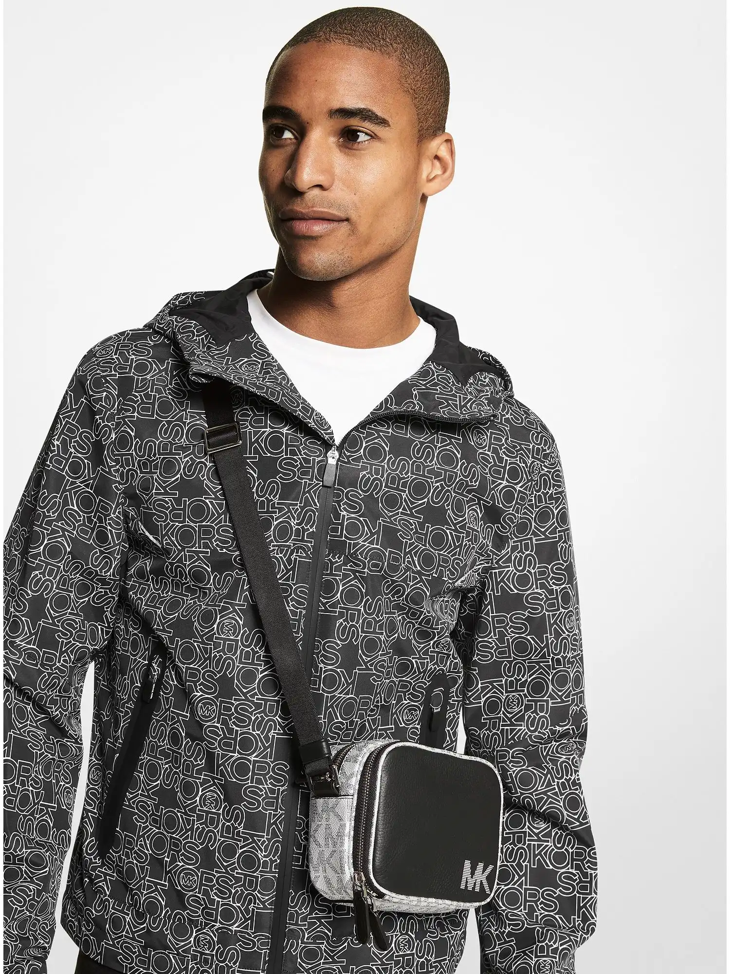 Hudson Pebbled Leather Crossbody Bag Silver Black
