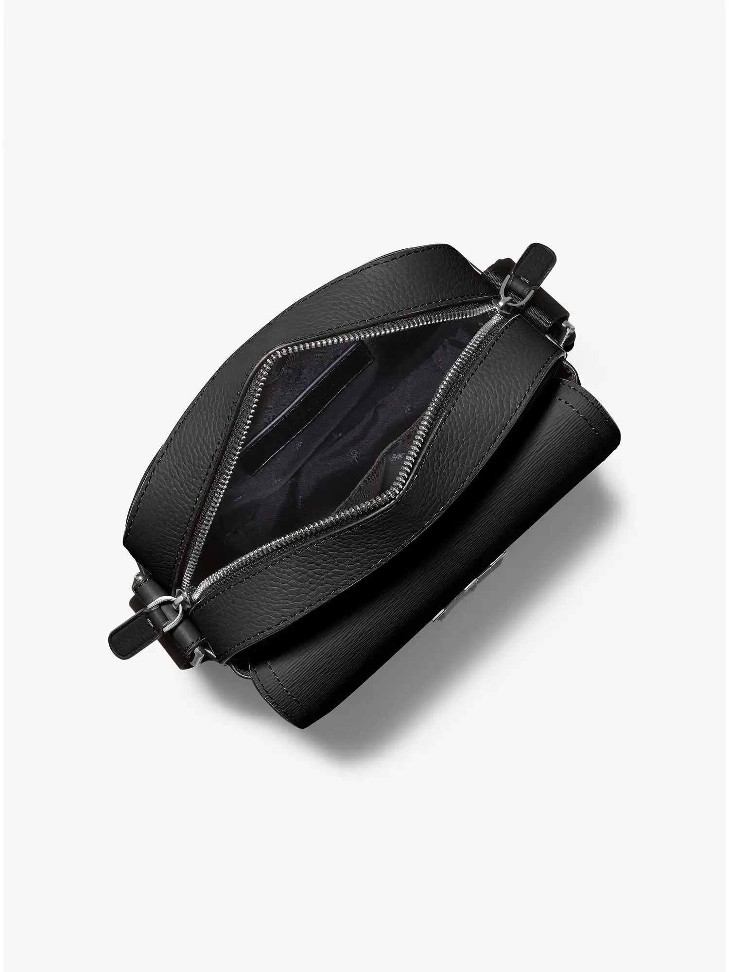 Hudson Textured Leather Messenger Bag Black